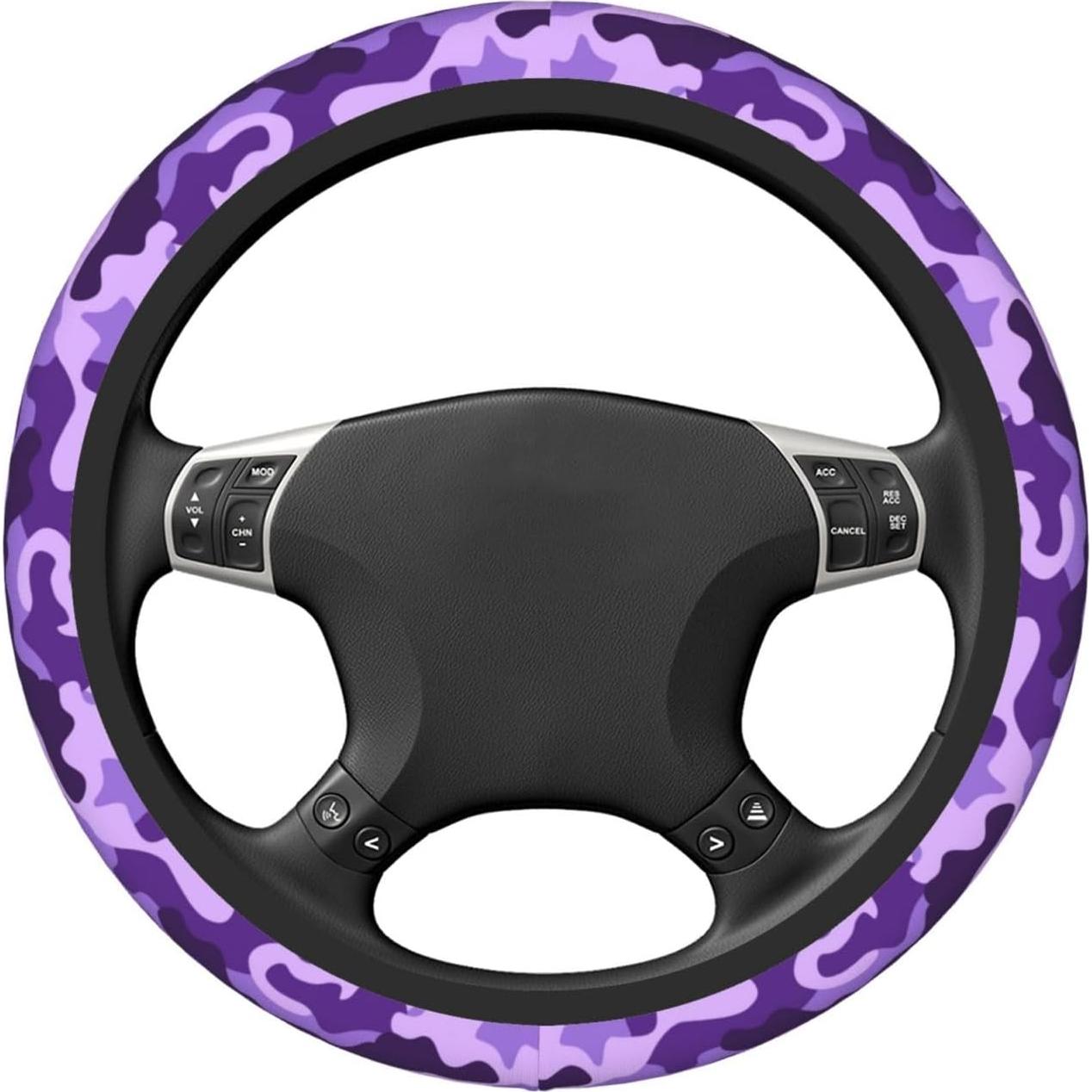 Cubierta de Volante JKJOJIA Camo Morado 38 cm Antideslizante