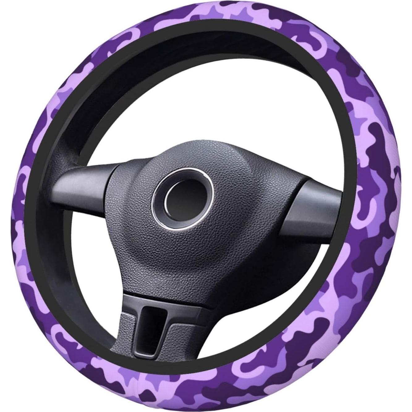 Cubierta de Volante JKJOJIA Camo Morado 38 cm Antideslizante