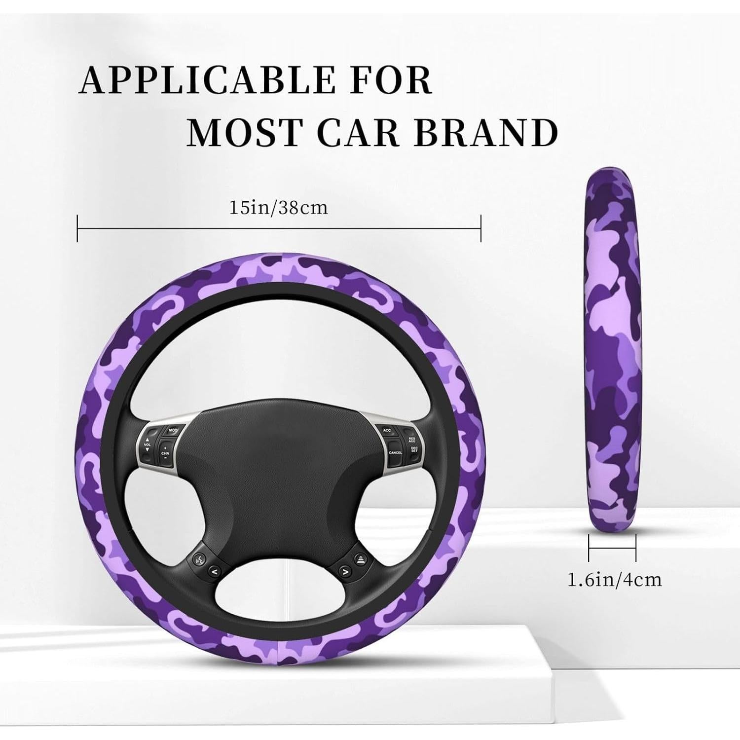 Cubierta de Volante JKJOJIA Camo Morado 38 cm Antideslizante