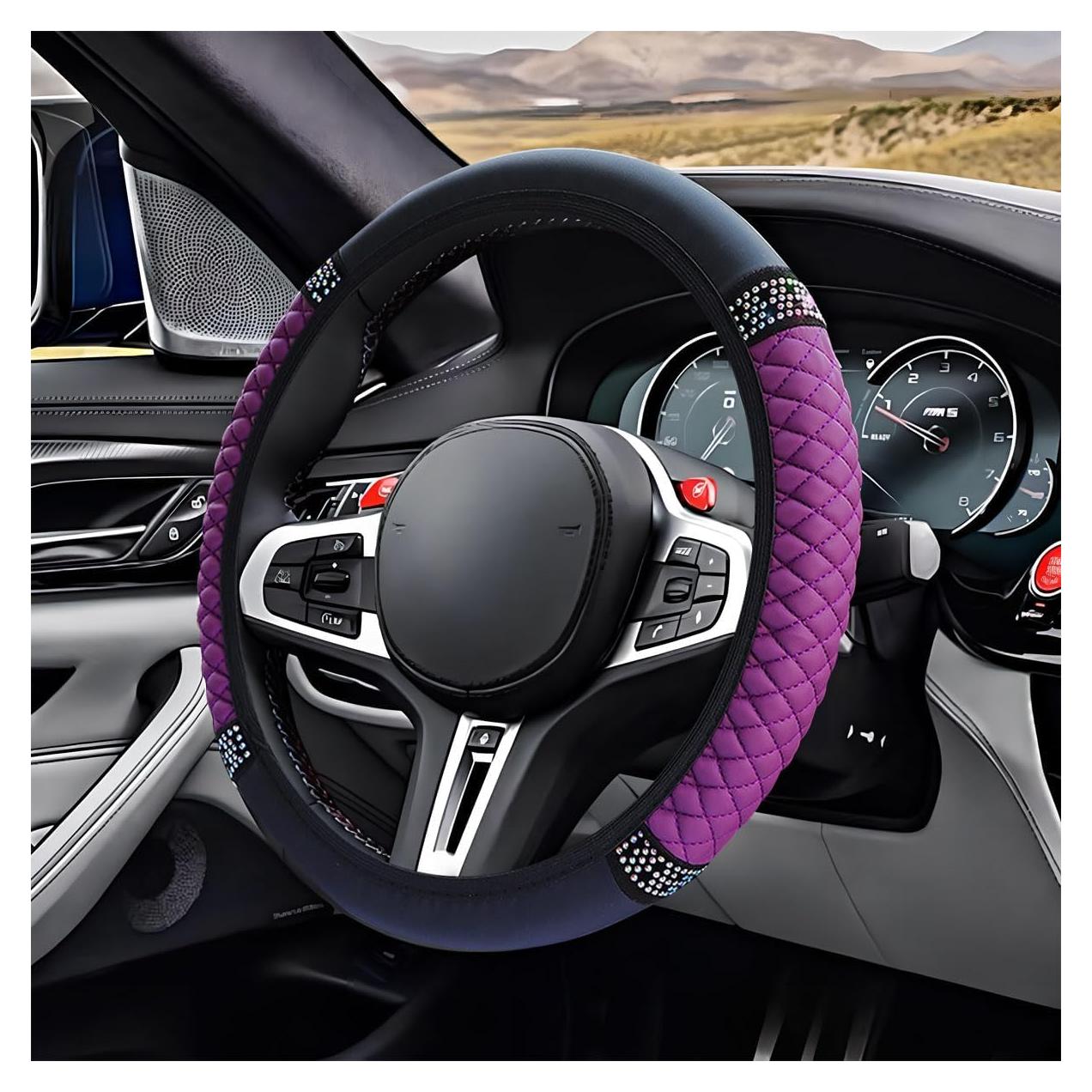 Cubierta de Volante ZIMISI Cuero PU 38 cm Antideslizante Púrpura