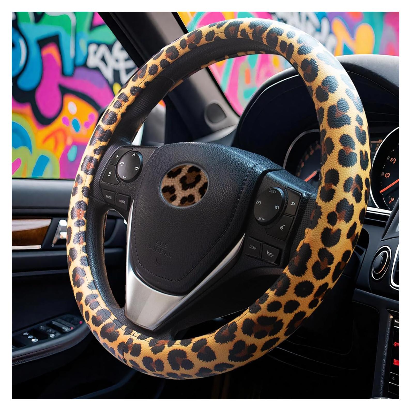 Cubierta de Volante Evankin Leopardo 38-39 cm Antideslizante