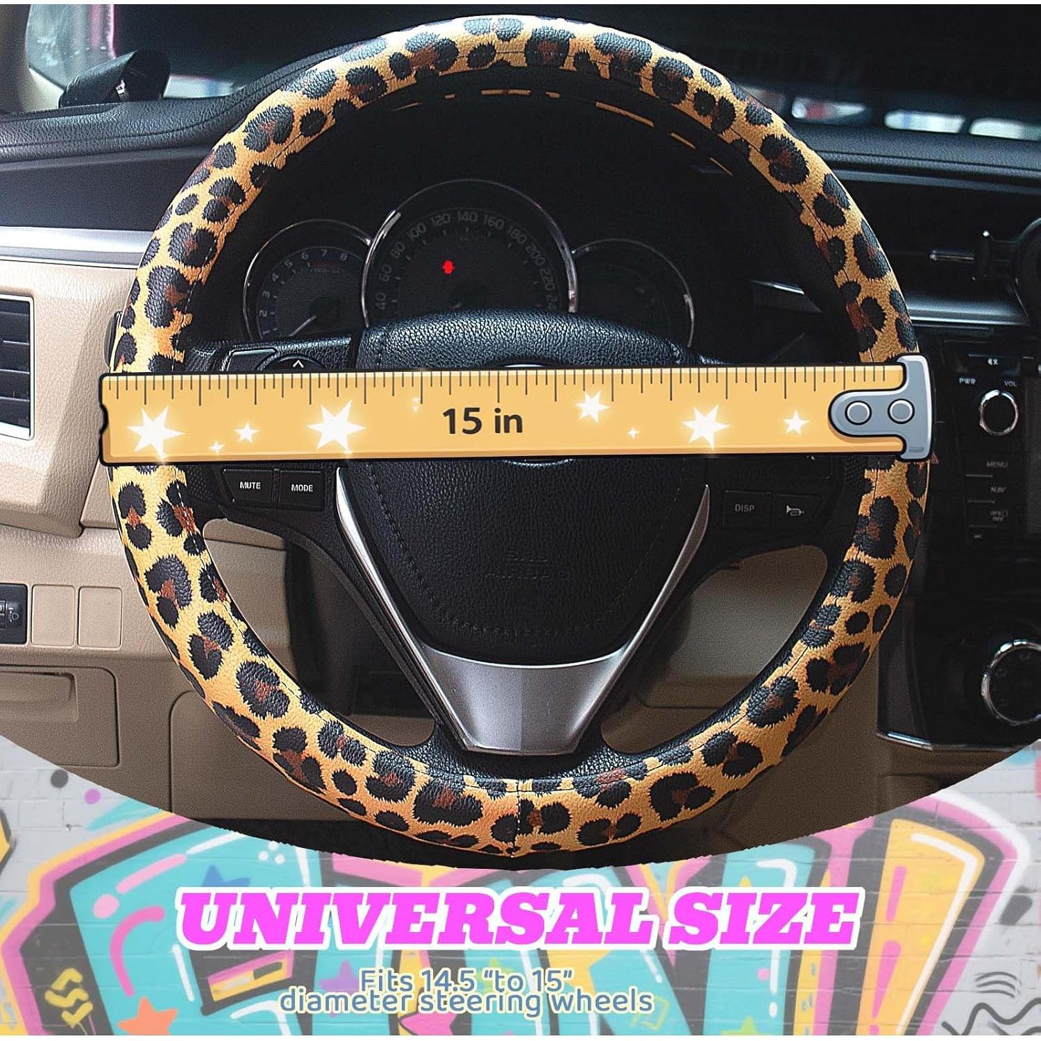 Cubierta de Volante Evankin Leopardo 38-39 cm Antideslizante