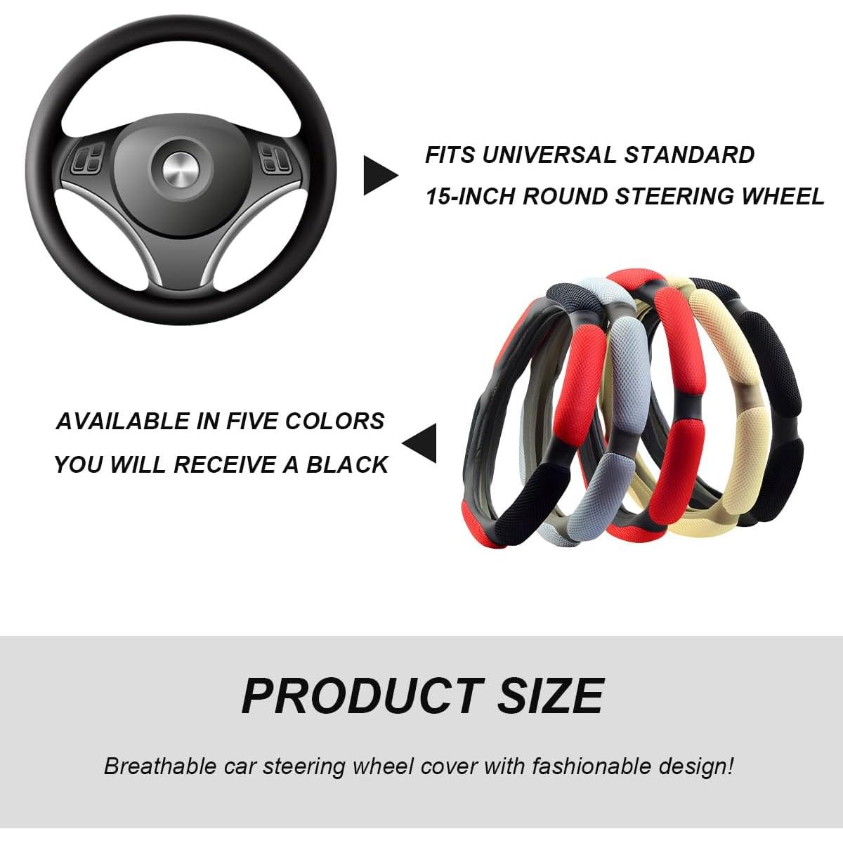 Funda de Volante de Coche NYTKL Antideslizante 38.4cm Negro