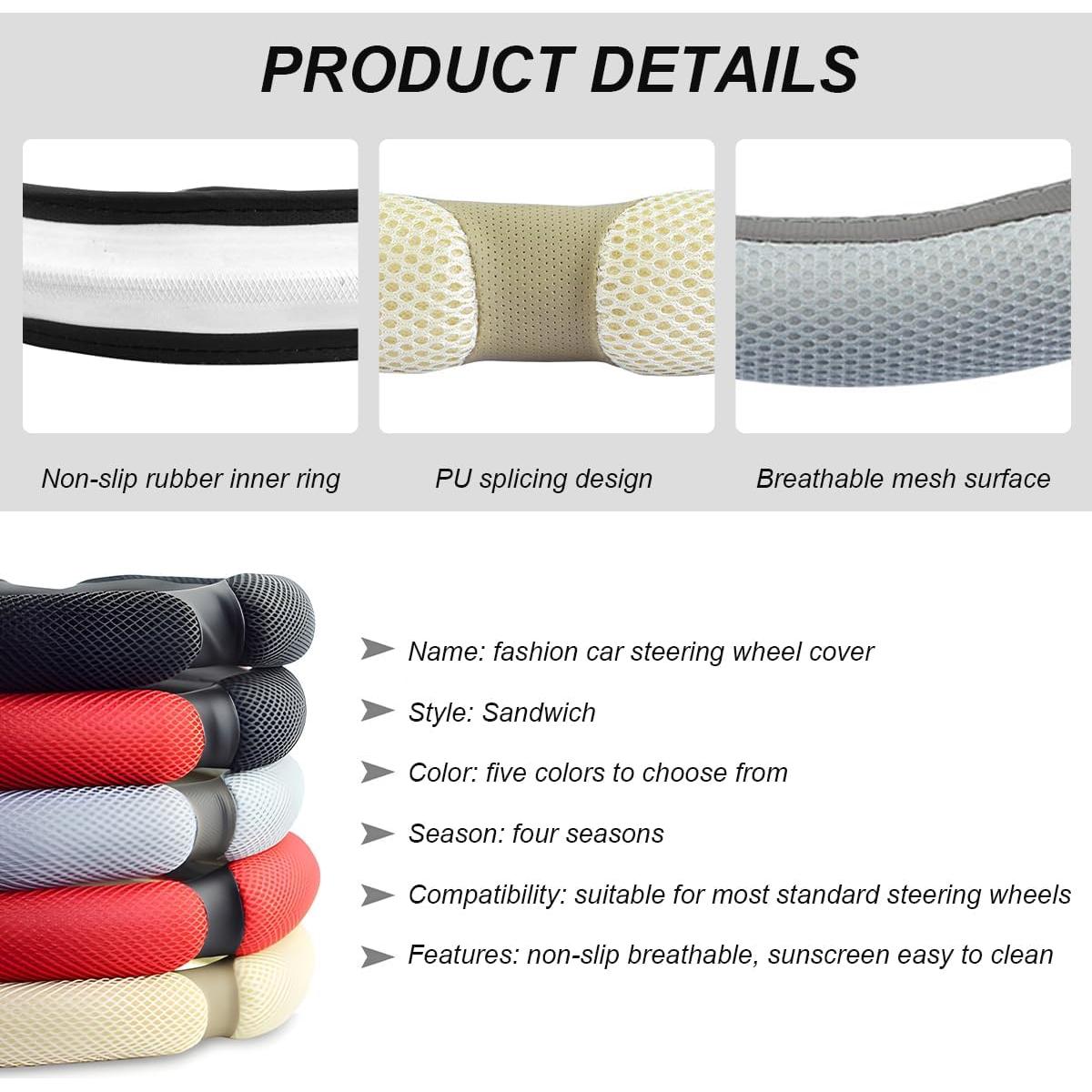 Funda de Volante de Coche NYTKL Antideslizante 38.4cm Negro