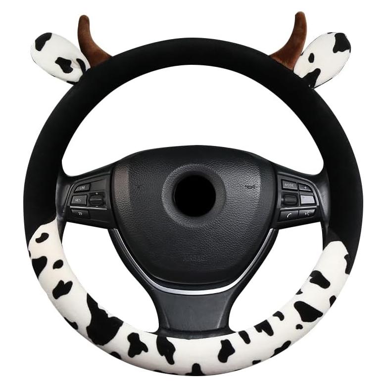 Cubierta de Volante de Coche HKSICHENGKEJI Vaca 38 cm Suave
