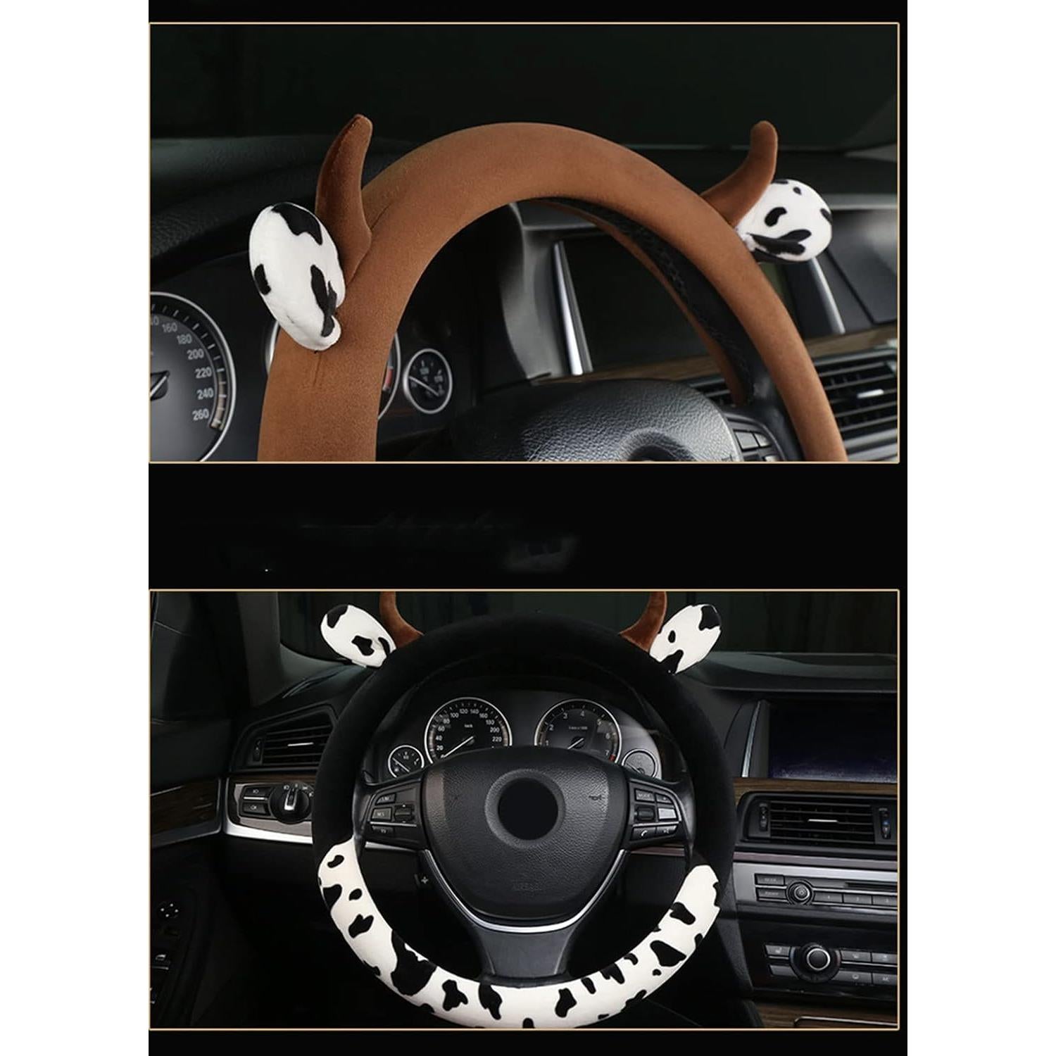 Cubierta de Volante de Coche HKSICHENGKEJI Vaca 38 cm Suave
