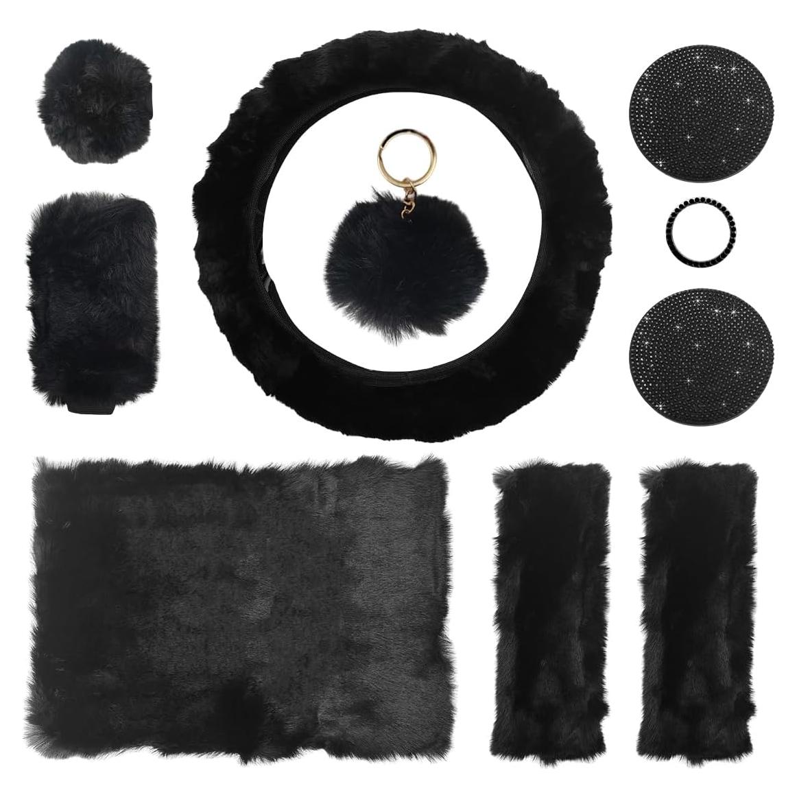 Juego de Fundas de Volante Esponjosas Povtii 10 Piezas Negro