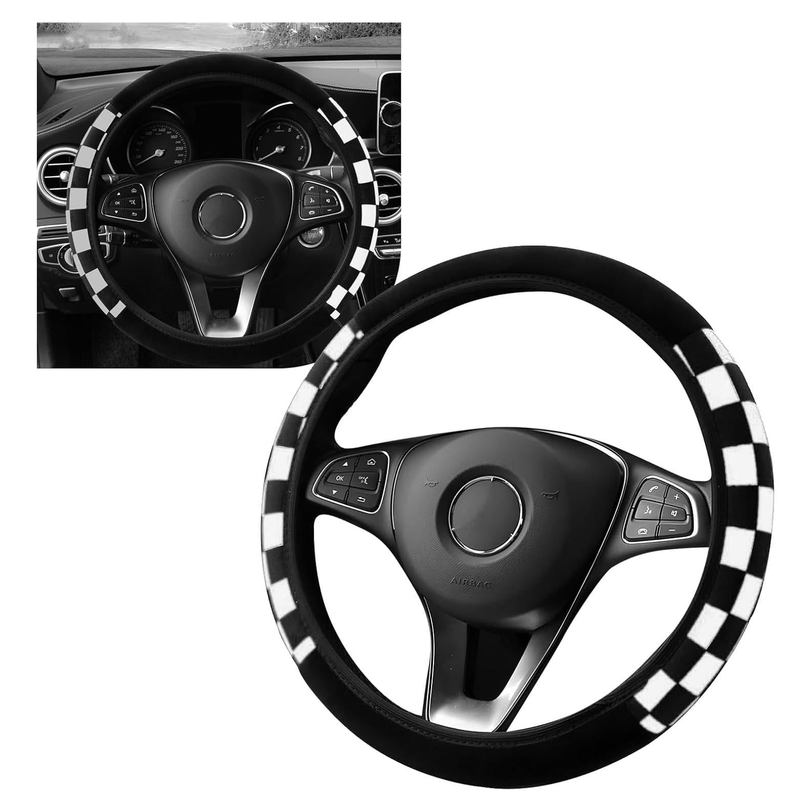 Funda de Volante Diamall Estilo Cuadros Universal Negro