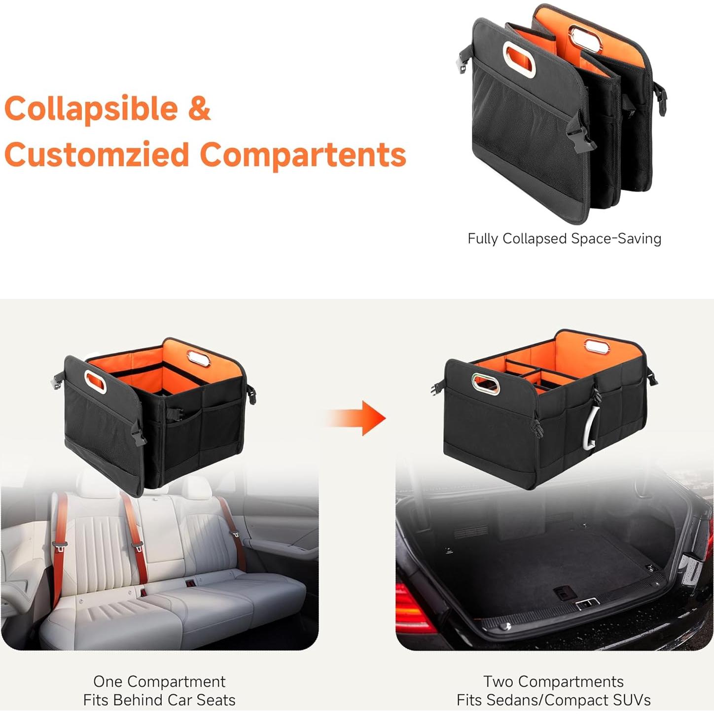 Organizador de Maletero StorageWorks Mediano Negro y Naranja