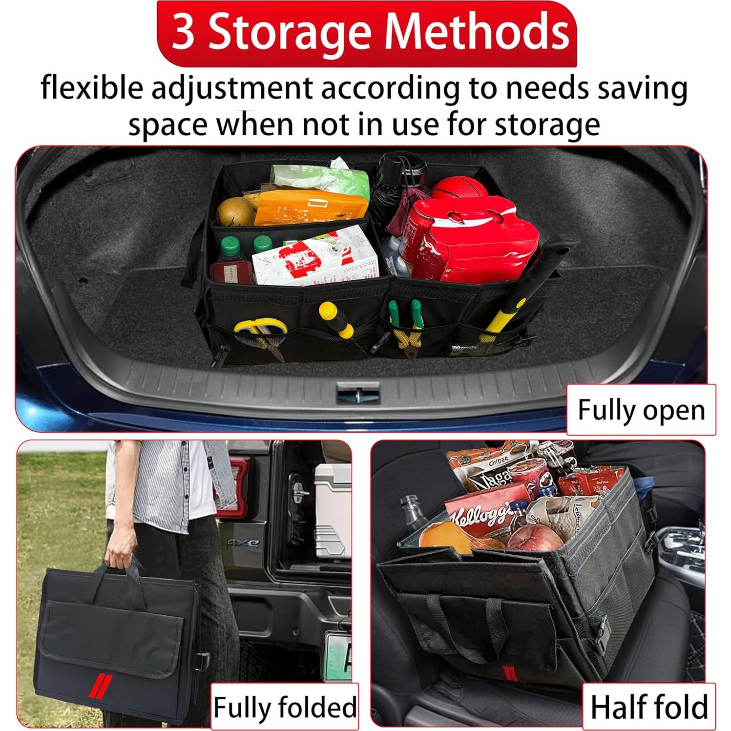 Organizador de Maletero YOSRTER Plegable 61x33x25cm Rojo