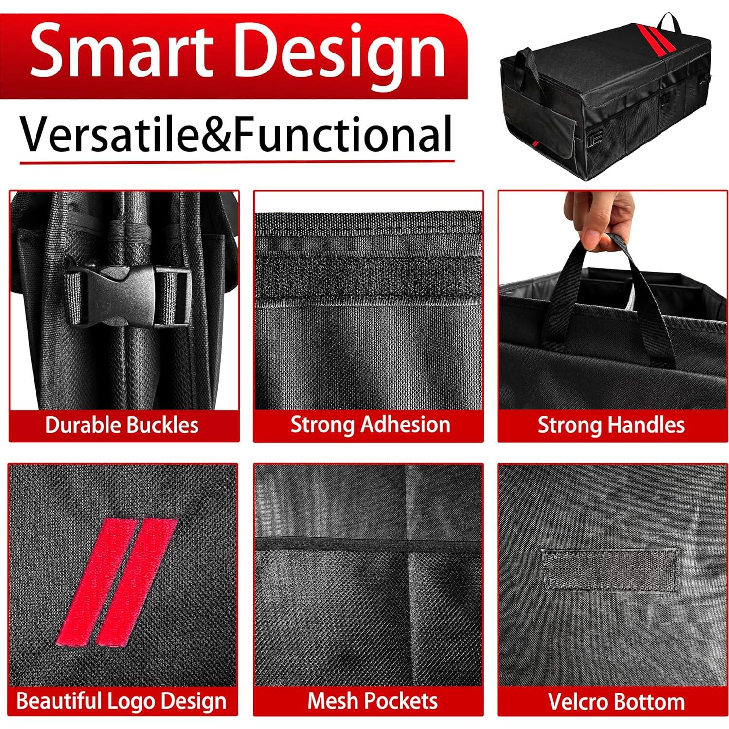 Organizador de Maletero YOSRTER Plegable 61x33x25cm Rojo