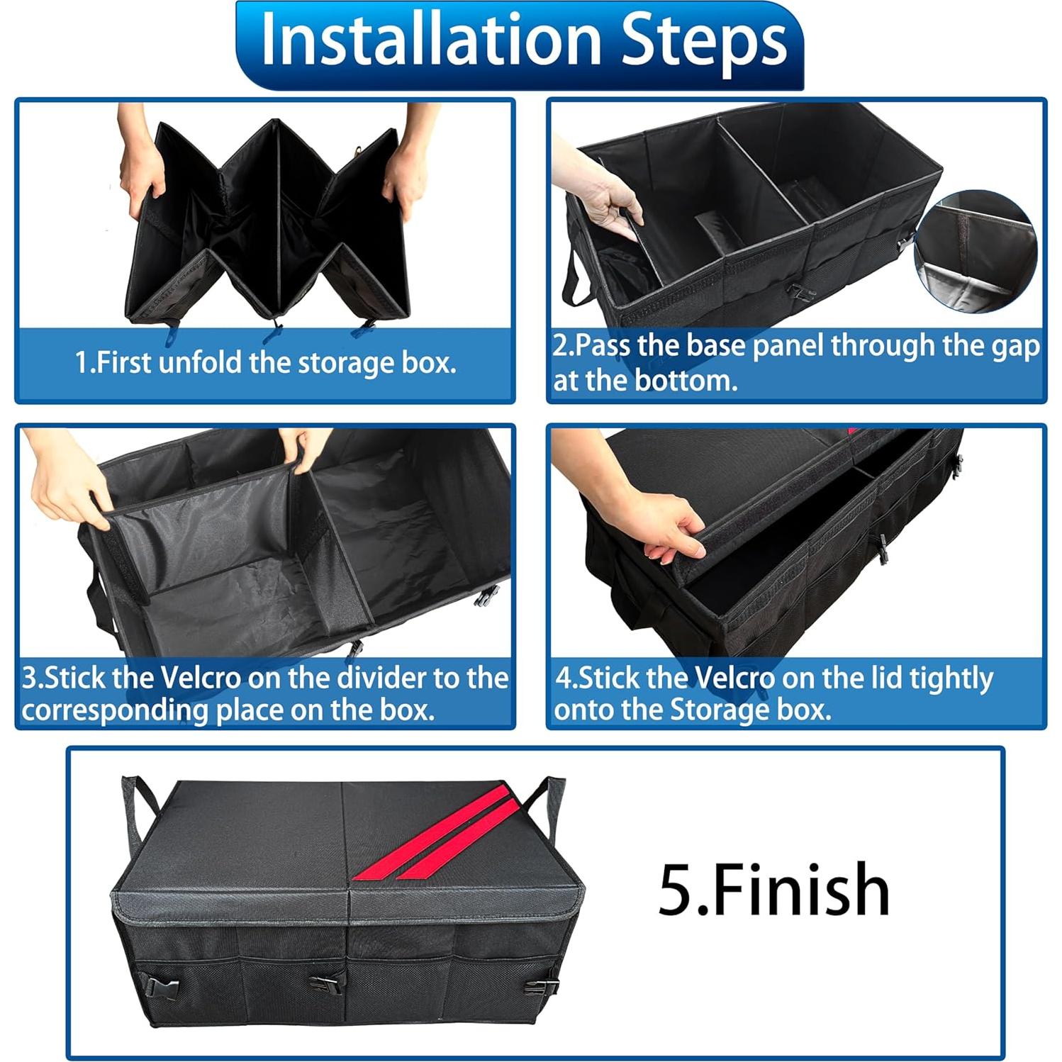 Organizador de Maletero YOSRTER Plegable 61x33x25cm Rojo