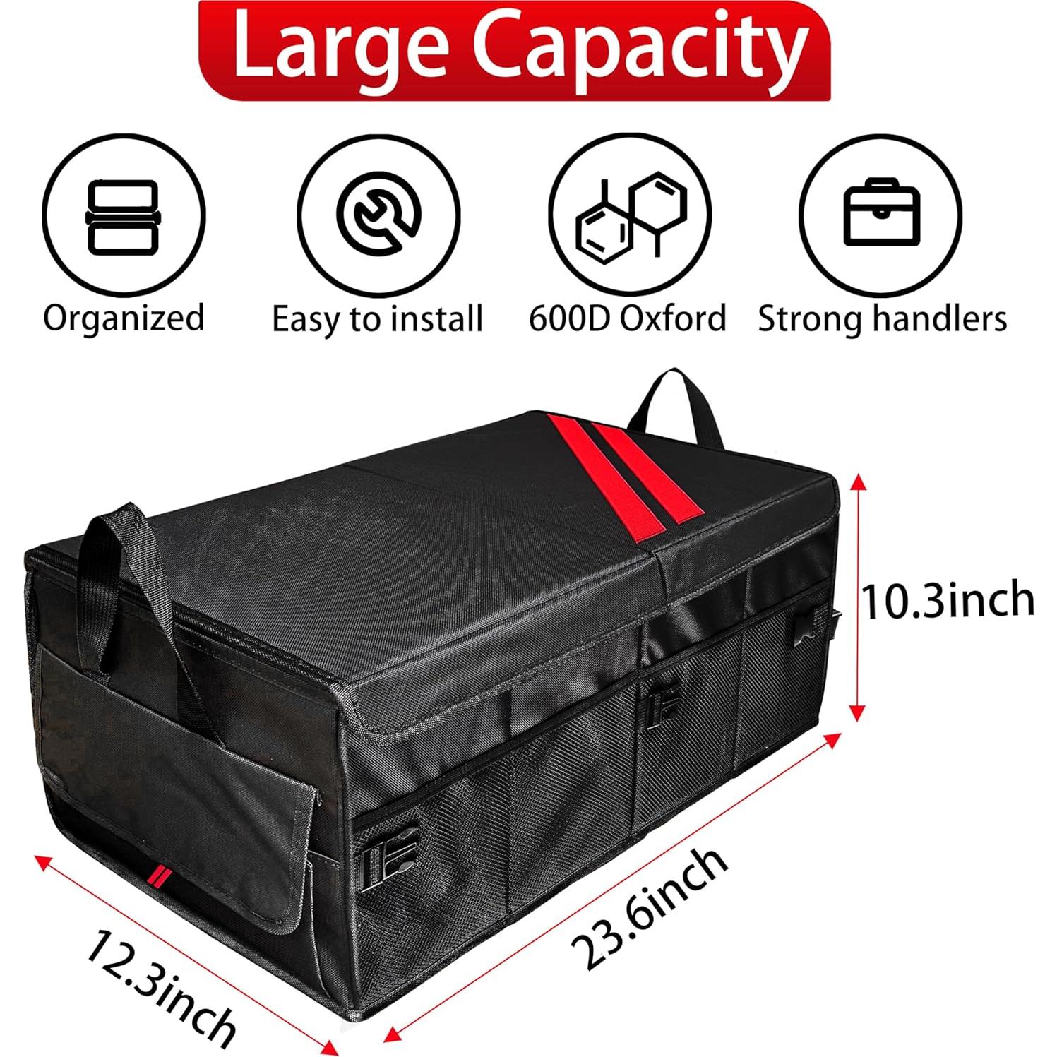 Organizador de Maletero YOSRTER Plegable 61x33x25cm Rojo