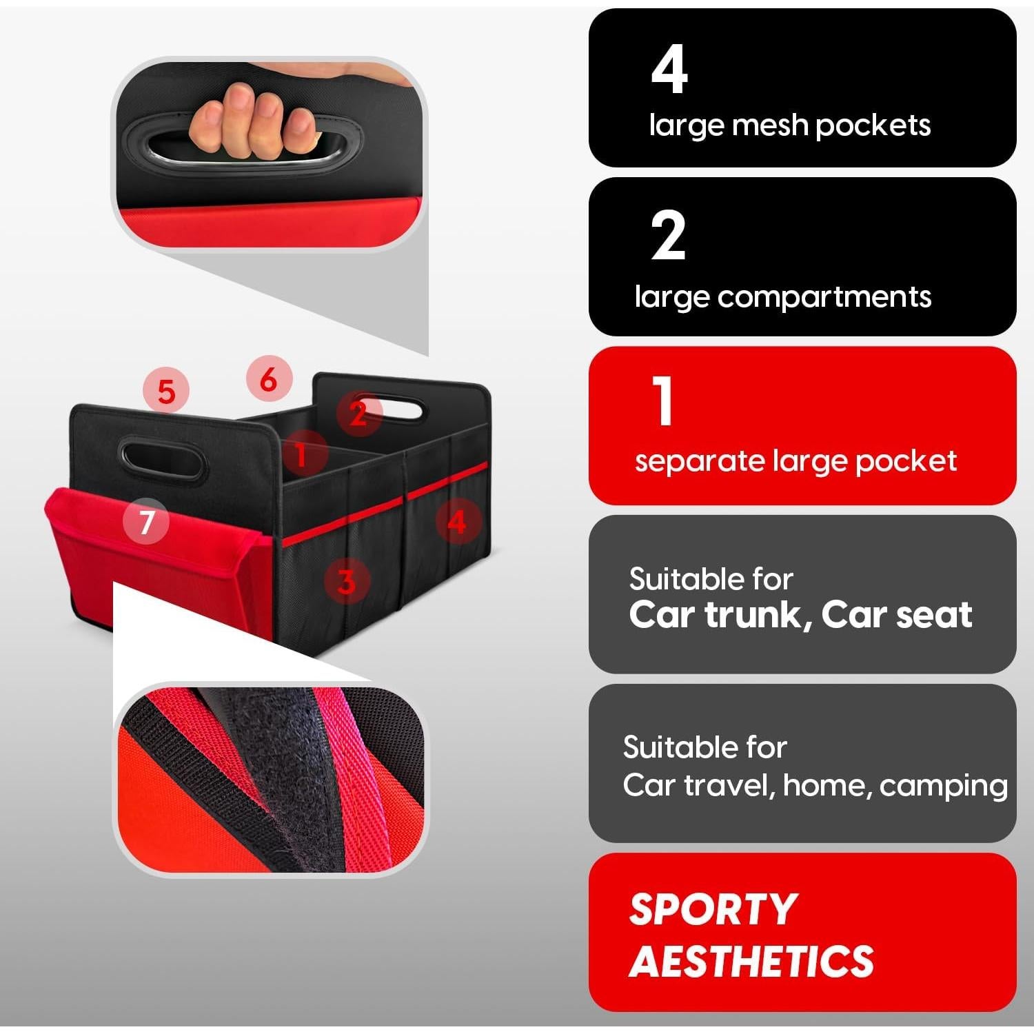 Organizador de Maletero YUYOOOSEN Negro Impermeable 33x61x36 cm