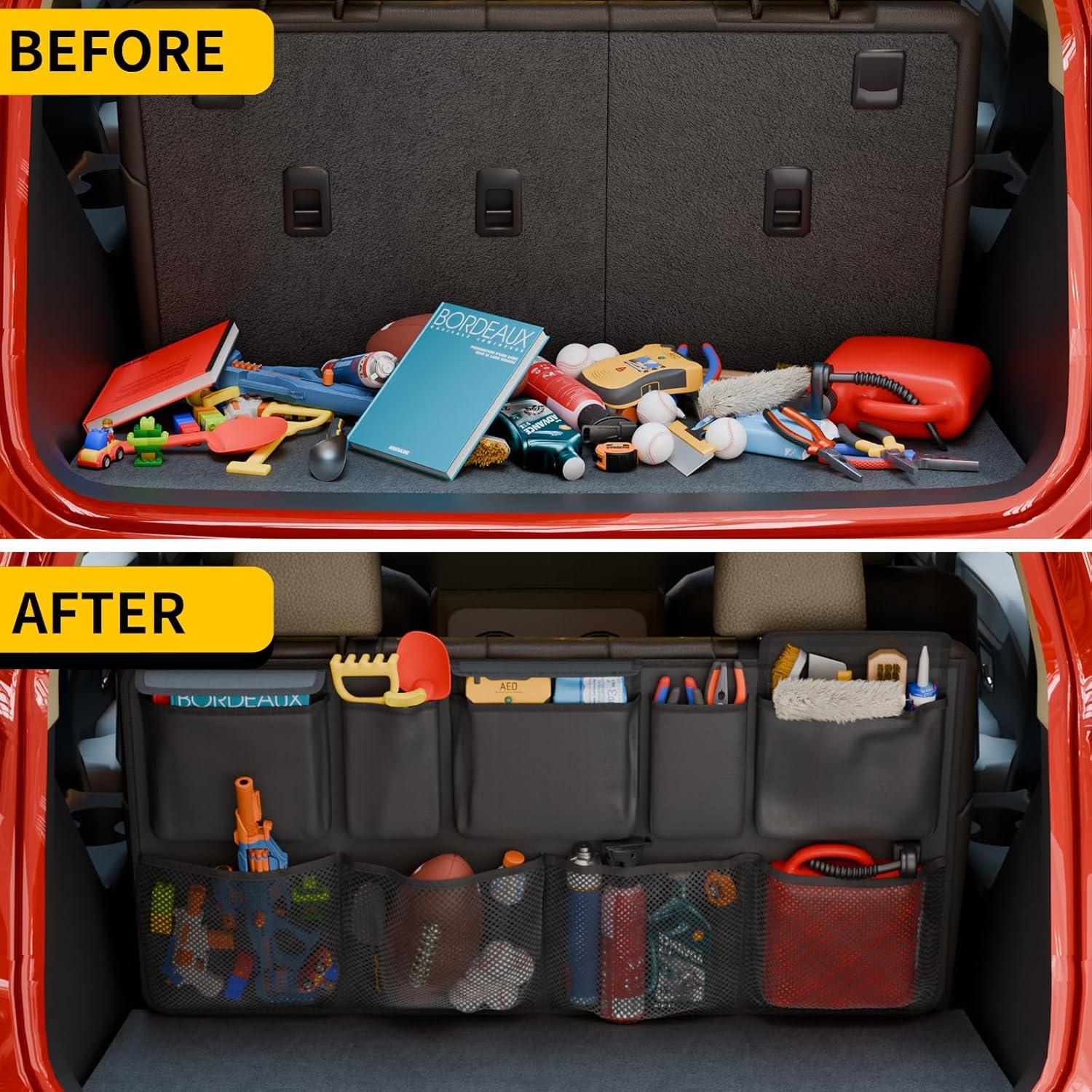 Organizador de Maletero de Coche Maxzina 104x51 cm 9 Bolsillos Negro