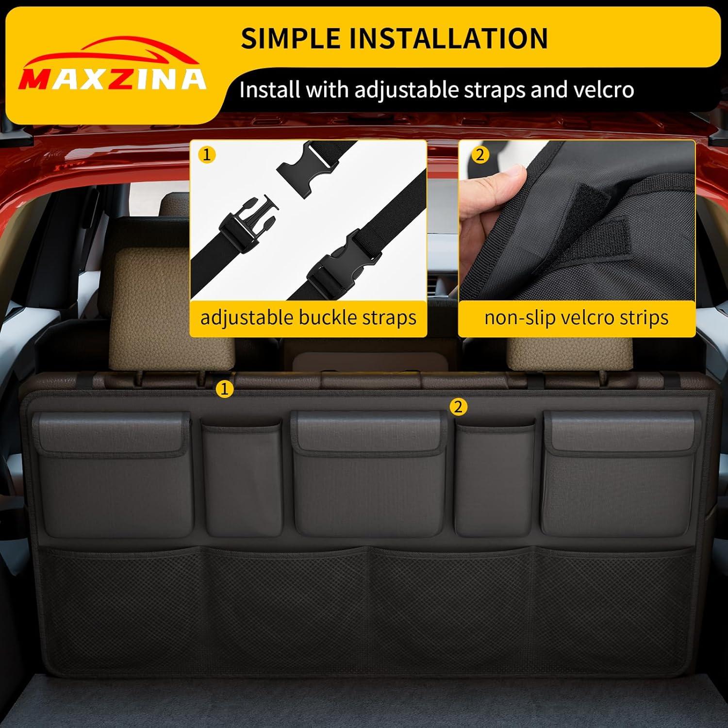 Organizador de Maletero de Coche Maxzina 104x51 cm 9 Bolsillos Negro