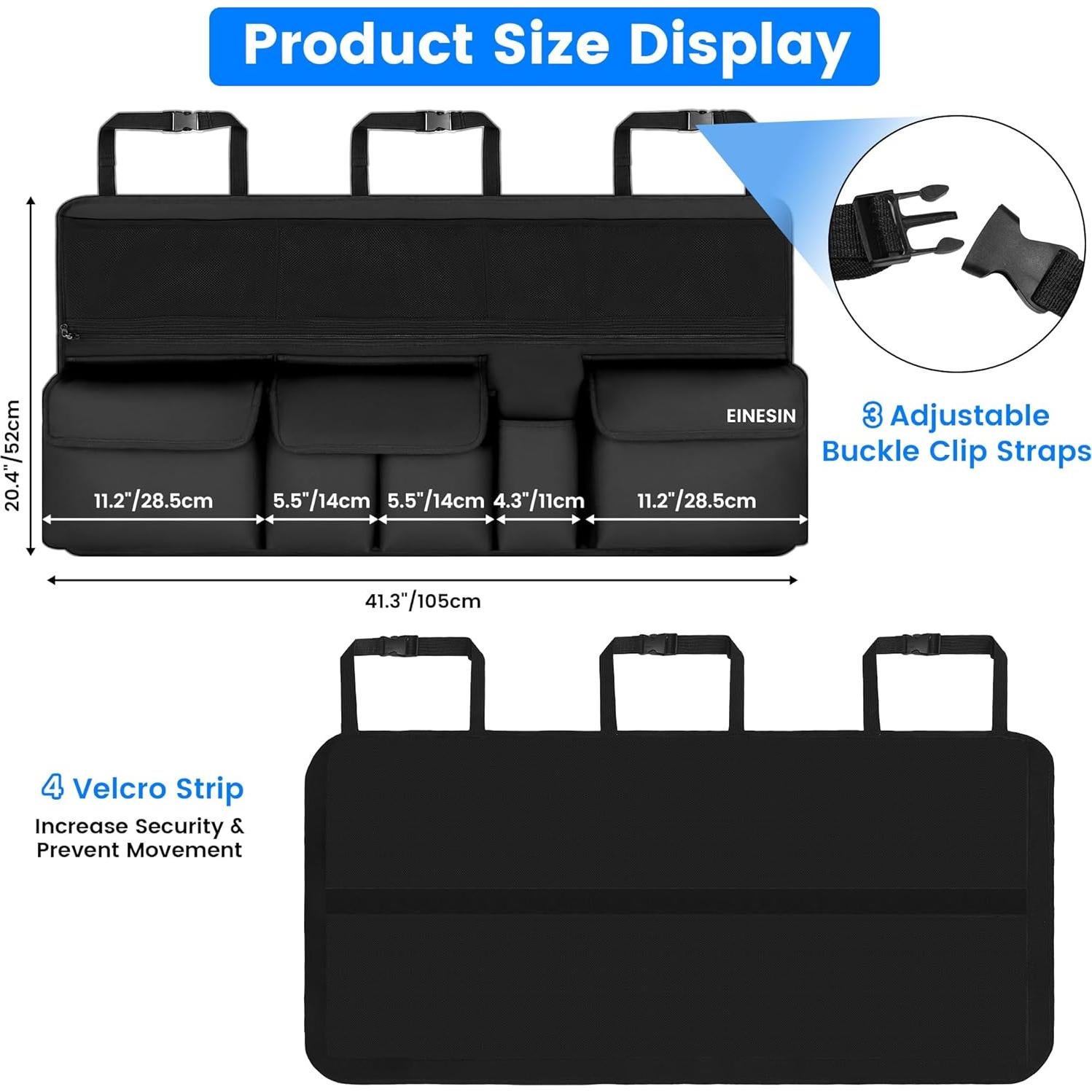 Organizador de Maletero Einesin 104x51cm Plegable Negro