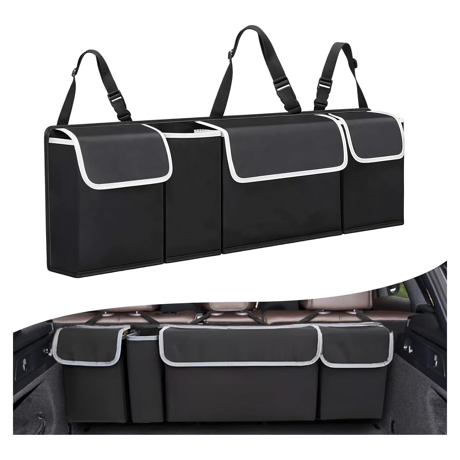 Organizador de Maletero de Coche AMZAUTO Negro Plegable 4 Bolsillos