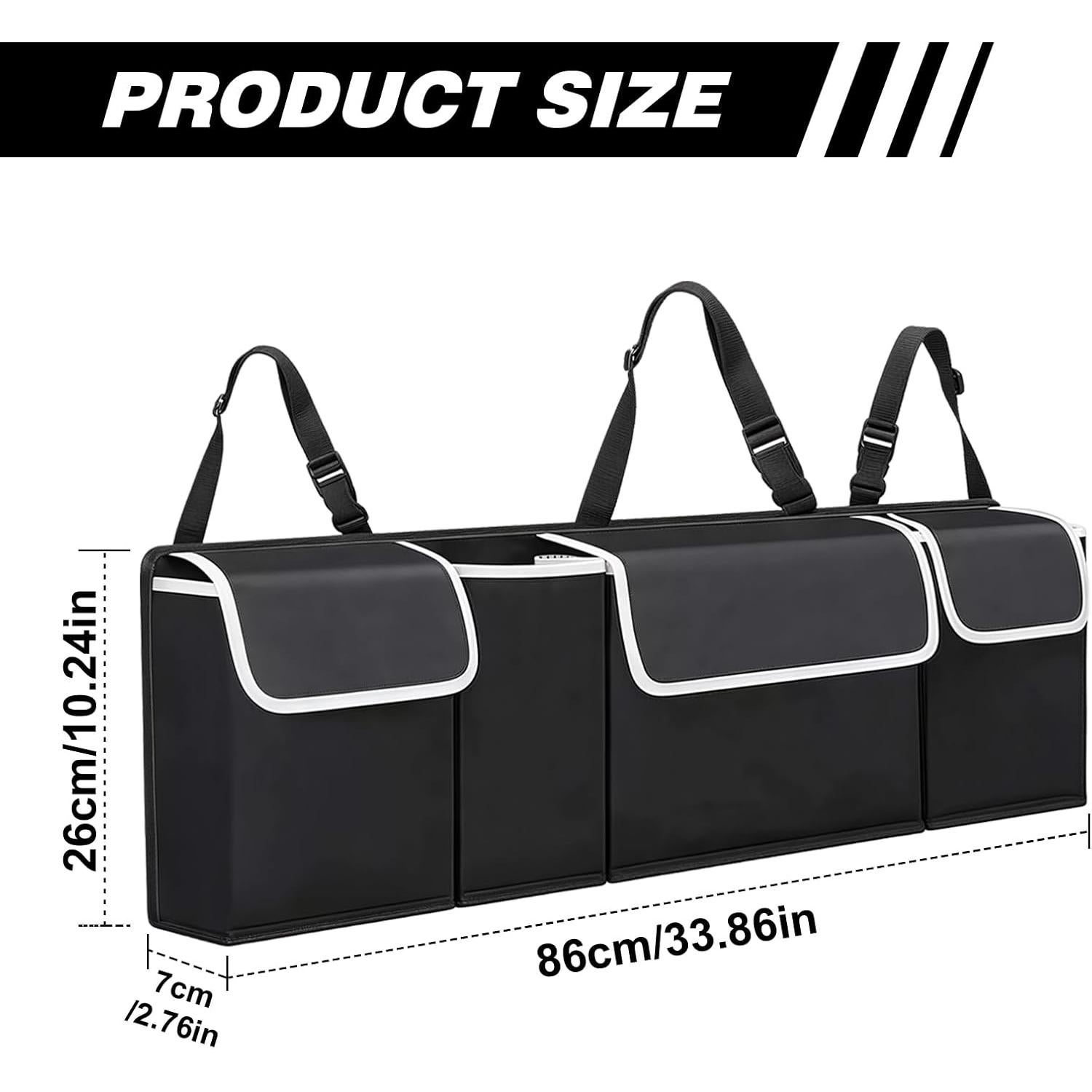 Organizador de Maletero de Coche AMZAUTO Negro Plegable 4 Bolsillos