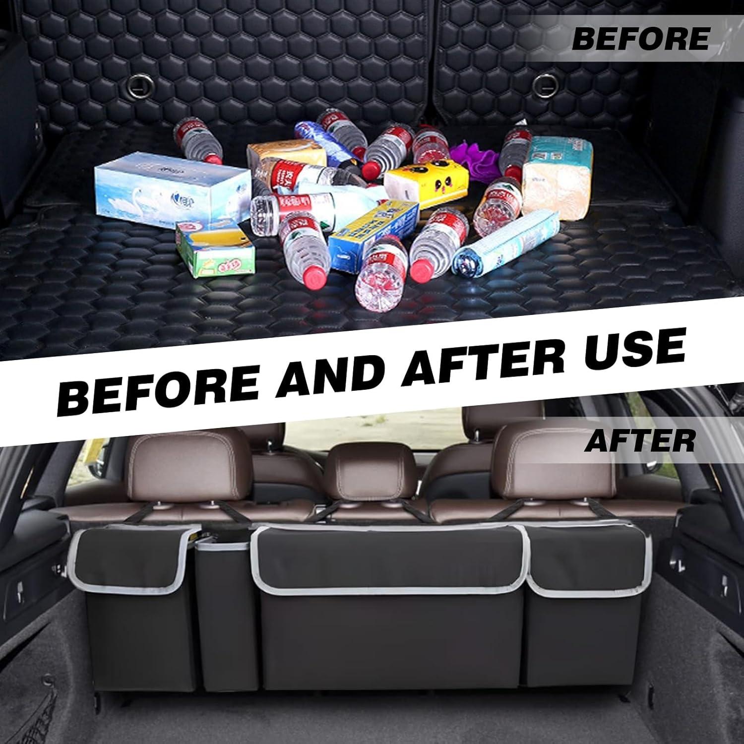 Organizador de Maletero de Coche AMZAUTO Negro Plegable 4 Bolsillos