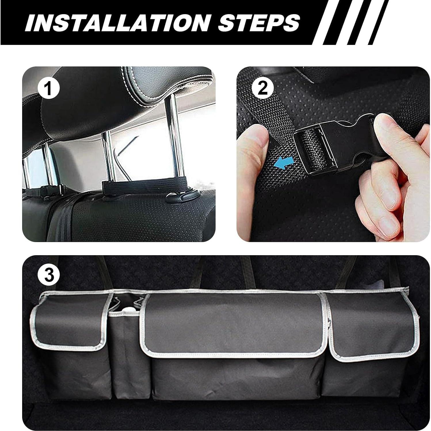 Organizador de Maletero de Coche AMZAUTO Negro Plegable 4 Bolsillos