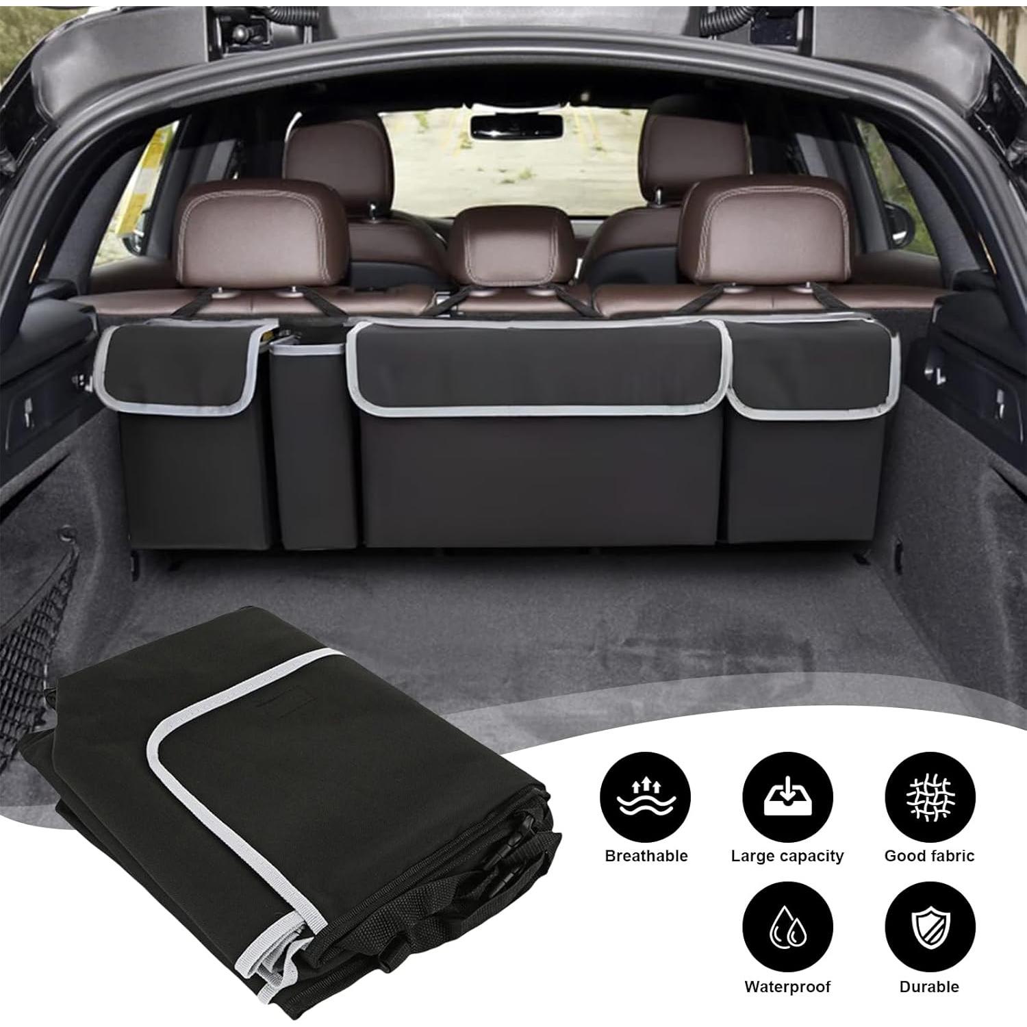 Organizador de Maletero de Coche AMZAUTO Negro Plegable 4 Bolsillos