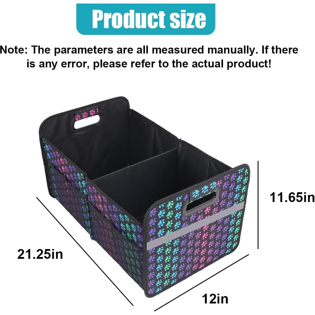 Car Trunk Organizer, Collapsible Multi-Compartment Auto Storage Box with 4 Pockets, Waterproof Oxford Fabric Car Trunk Container Accessories for Sedan SUV Truck (Colorful)