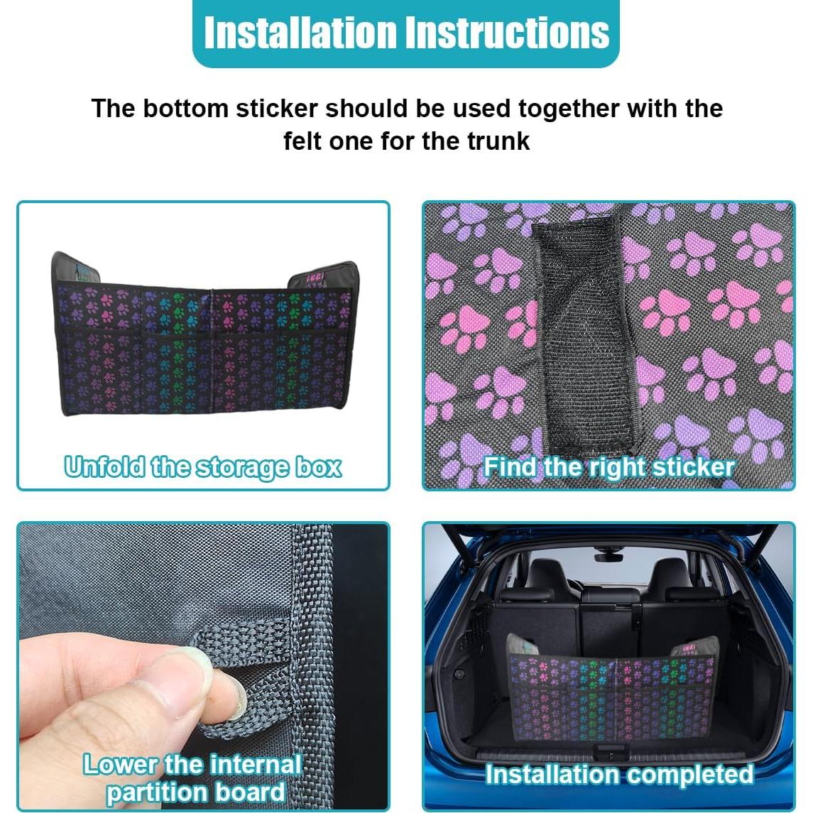 Car Trunk Organizer, Collapsible Multi-Compartment Auto Storage Box with 4 Pockets, Waterproof Oxford Fabric Car Trunk Container Accessories for Sedan SUV Truck (Colorful)