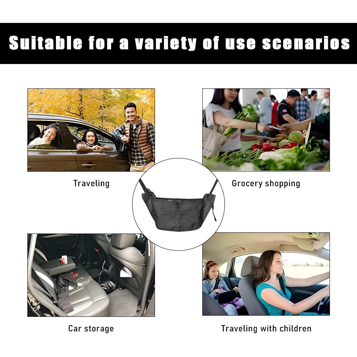 Bolsa Organizadora de Asiento de Coche Povtii - Tela Oxford Negra