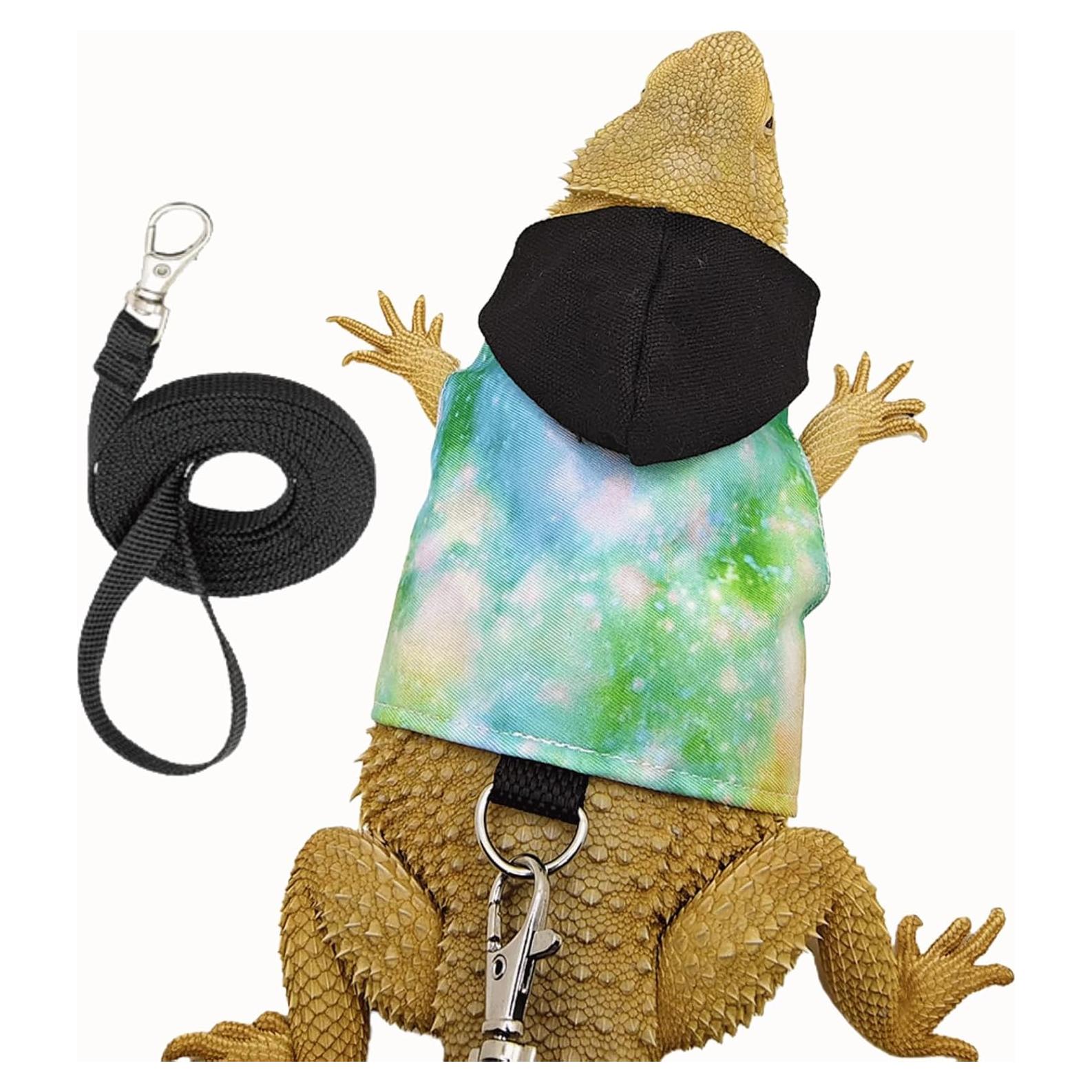 Ropa para Dragón Barbado Copfeu con Correa y Sudadera Negra