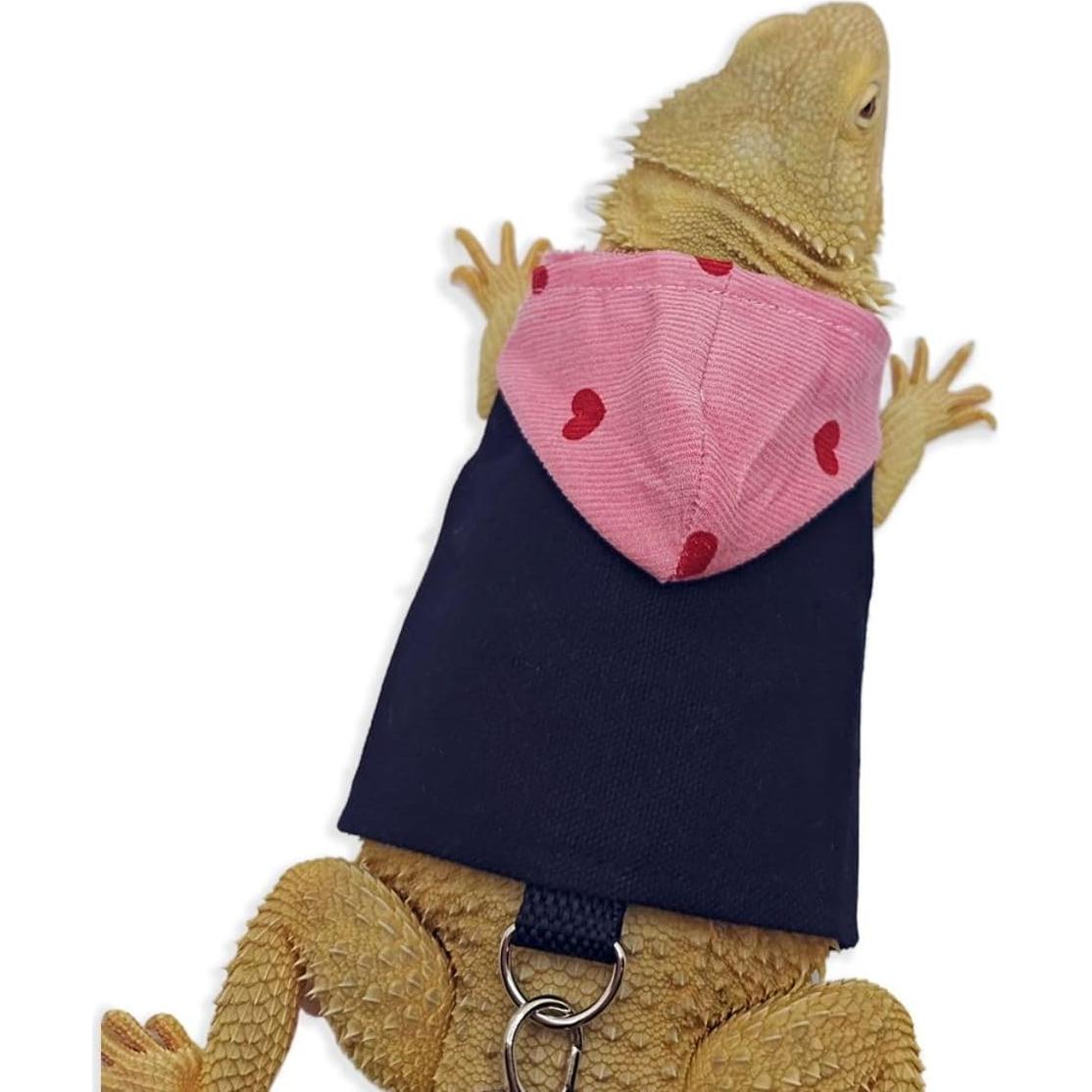 Ropa para Dragón Barbado Copfeu con Correa y Sudadera Negra