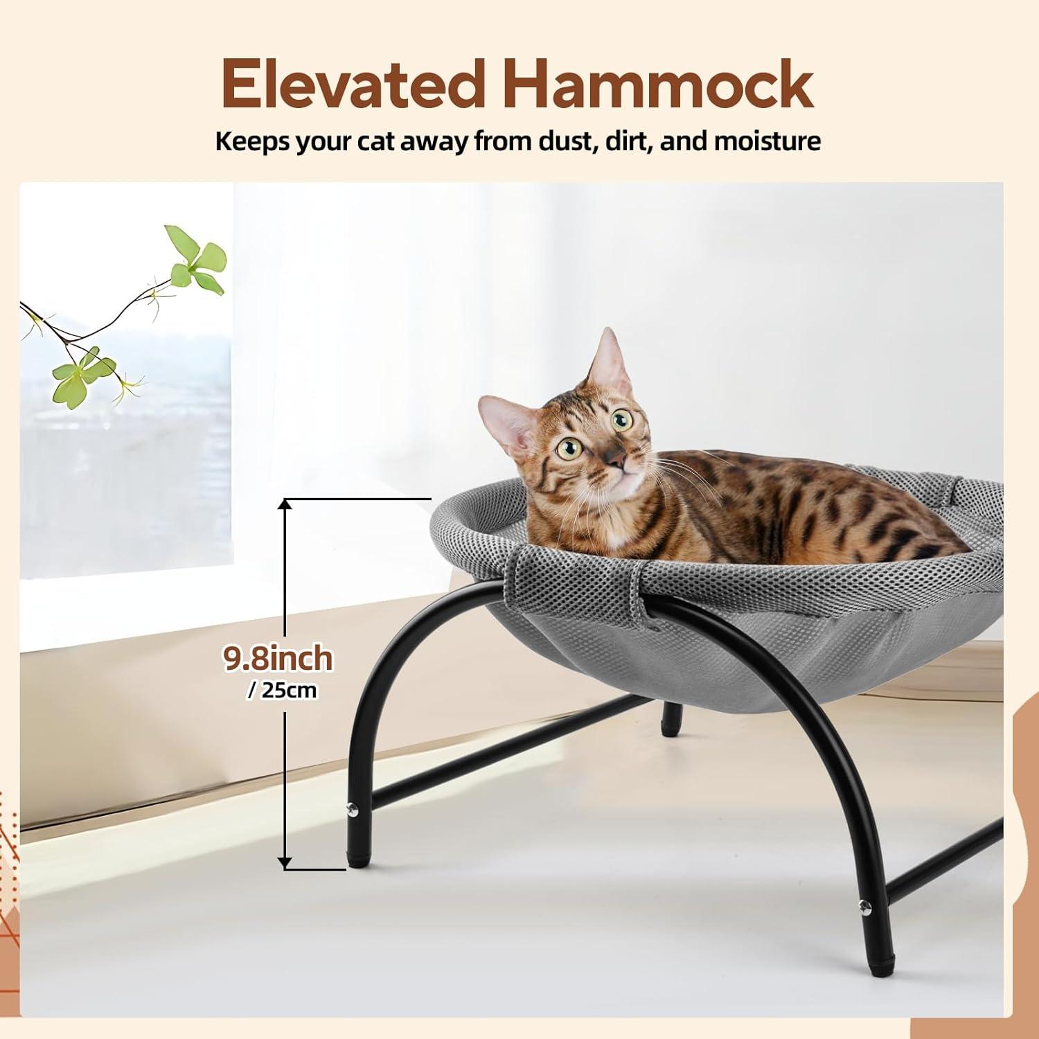 Cama Hamaca Elevada para Gatos LIFLIX Malla Gris 43x43x24 cm