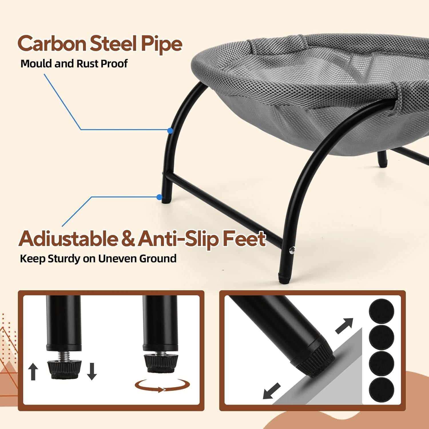 Cama Hamaca Elevada para Gatos LIFLIX Malla Gris 43x43x24 cm