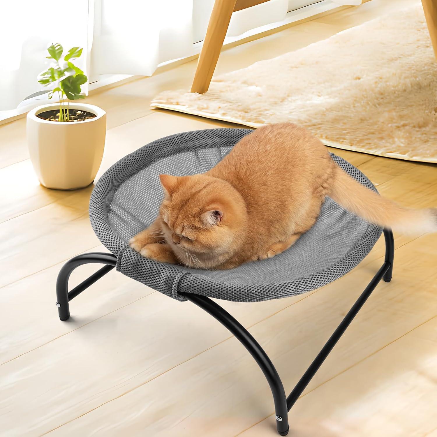 Cama Hamaca Elevada para Gatos LIFLIX Malla Gris 43x43x24 cm