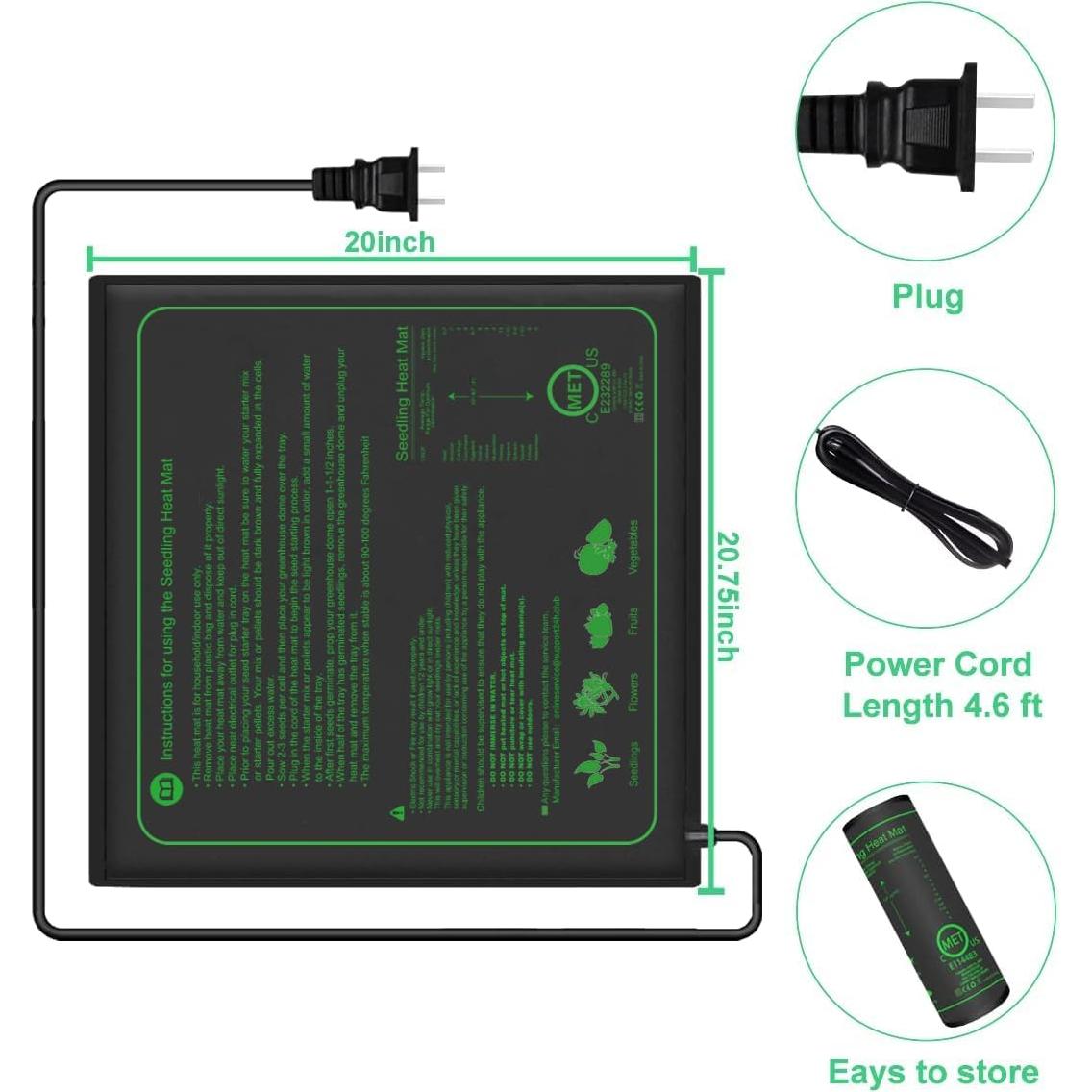 Alfombrillas térmicas para plántulas Honghu 50.8x52.7cm - Paquete de 2