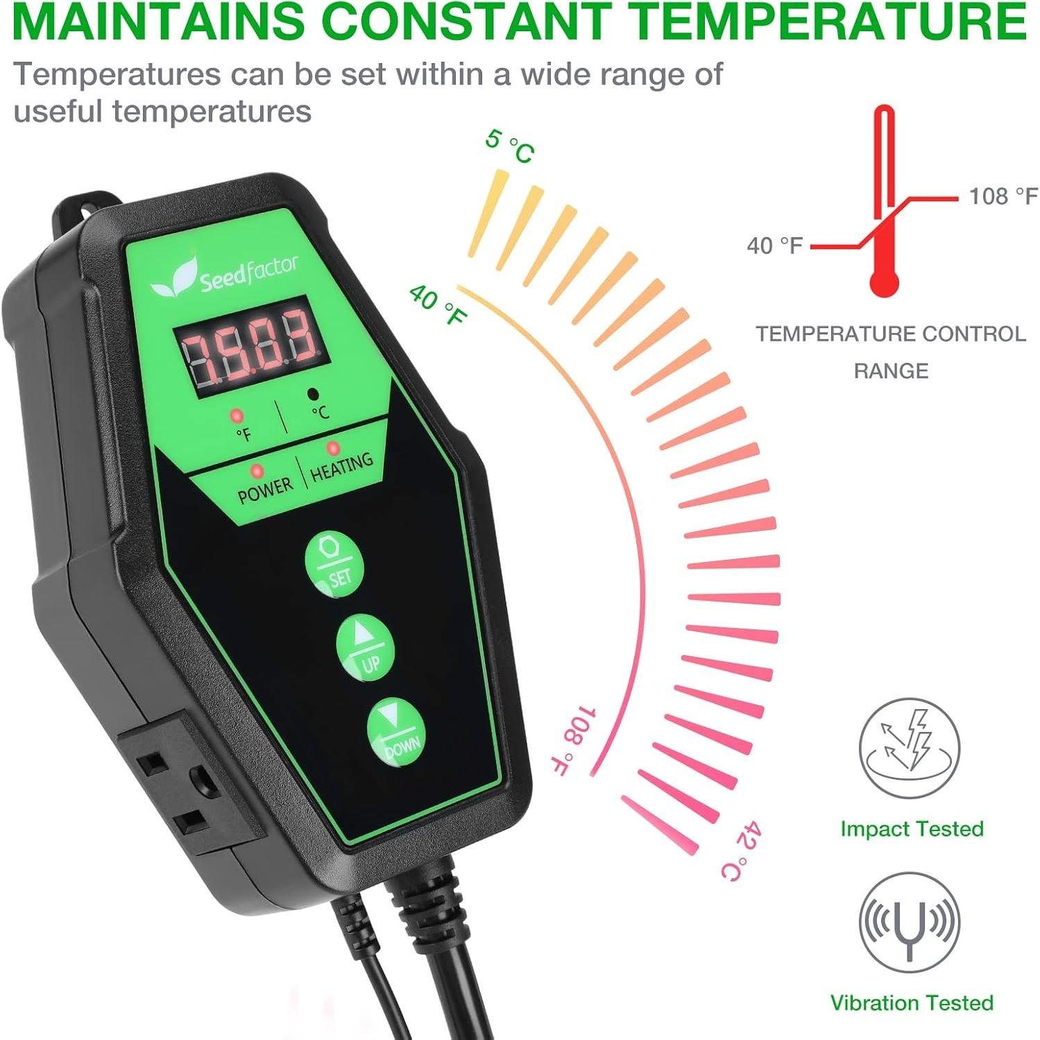 Conjunto de Termostato Digital y Almohadilla Térmica Seedfactor 10x20 cm