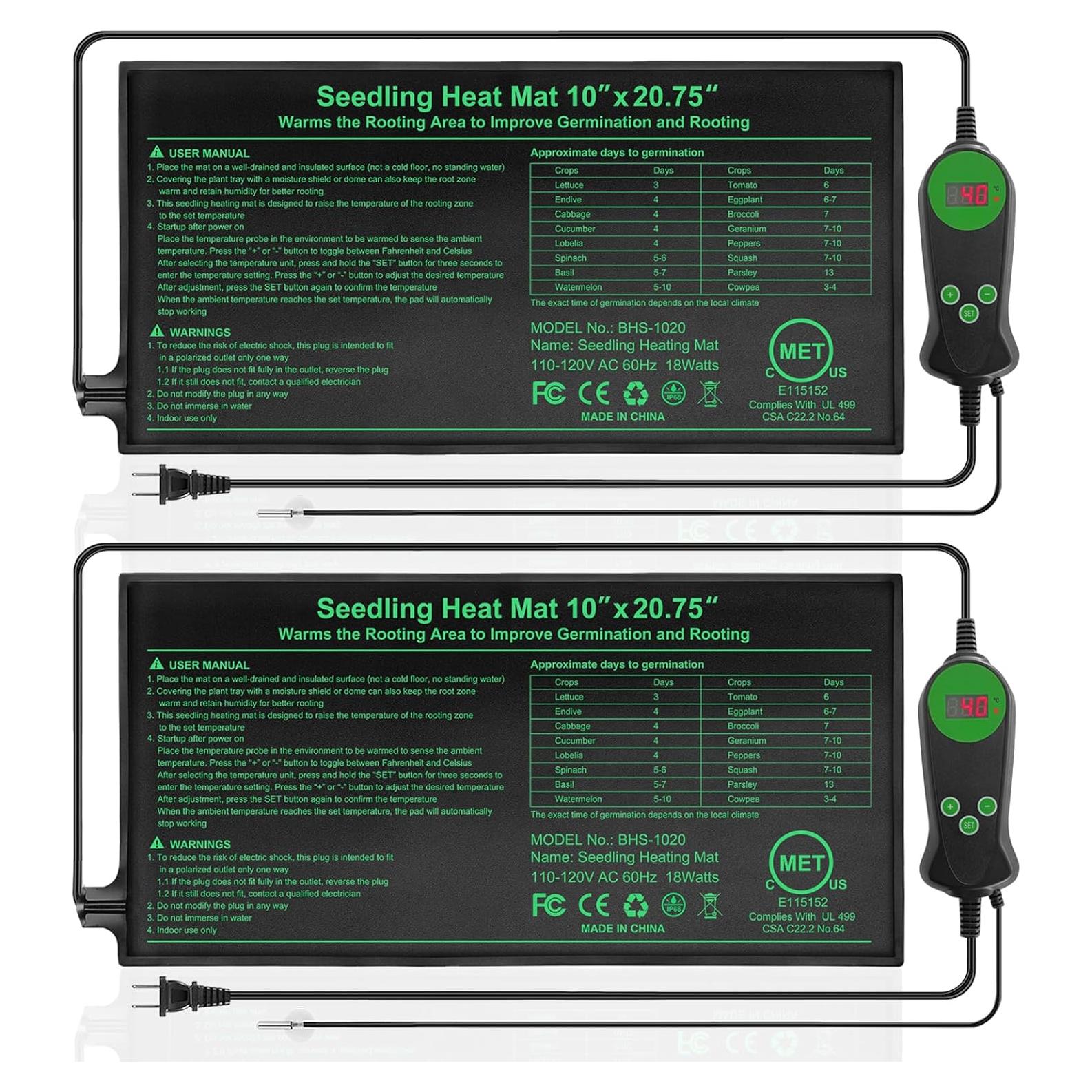 Alfombrilla Térmica para Plántulas HYDGOOHO 25.4x52.7cm 2 Unidades
