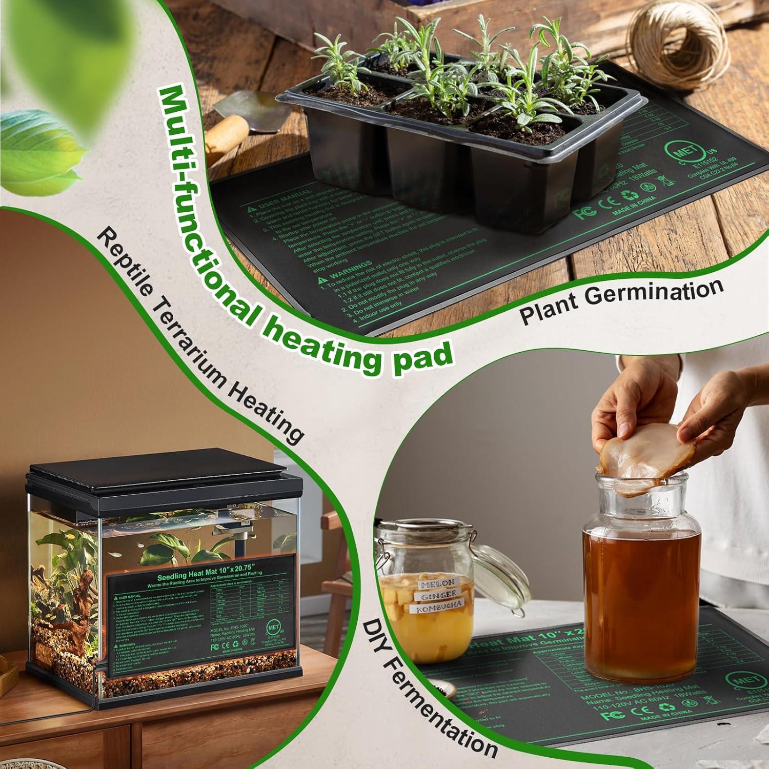 Alfombrilla Térmica para Plántulas HYDGOOHO 25.4x52.7cm 2 Unidades