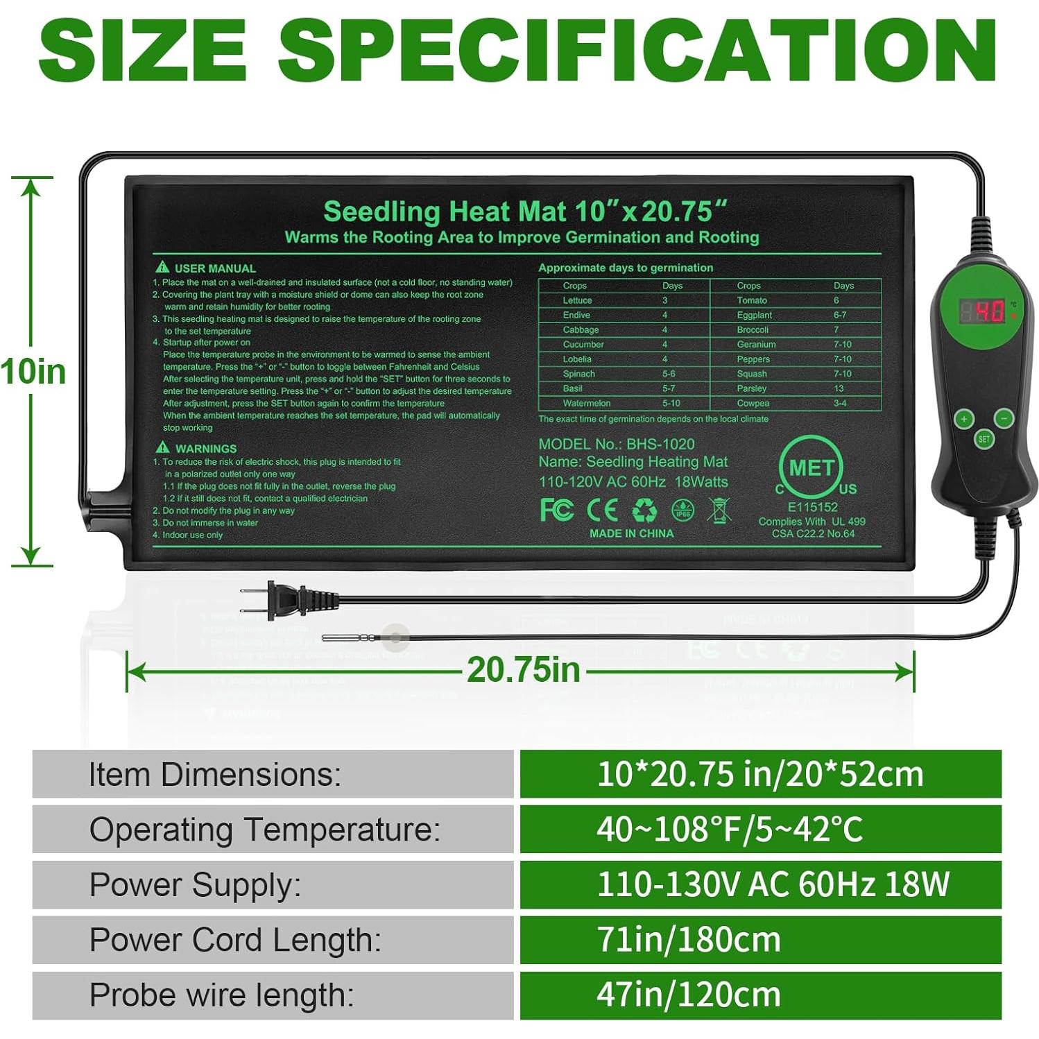 Alfombrilla Térmica para Plántulas HYDGOOHO 25.4x52.7cm 2 Unidades
