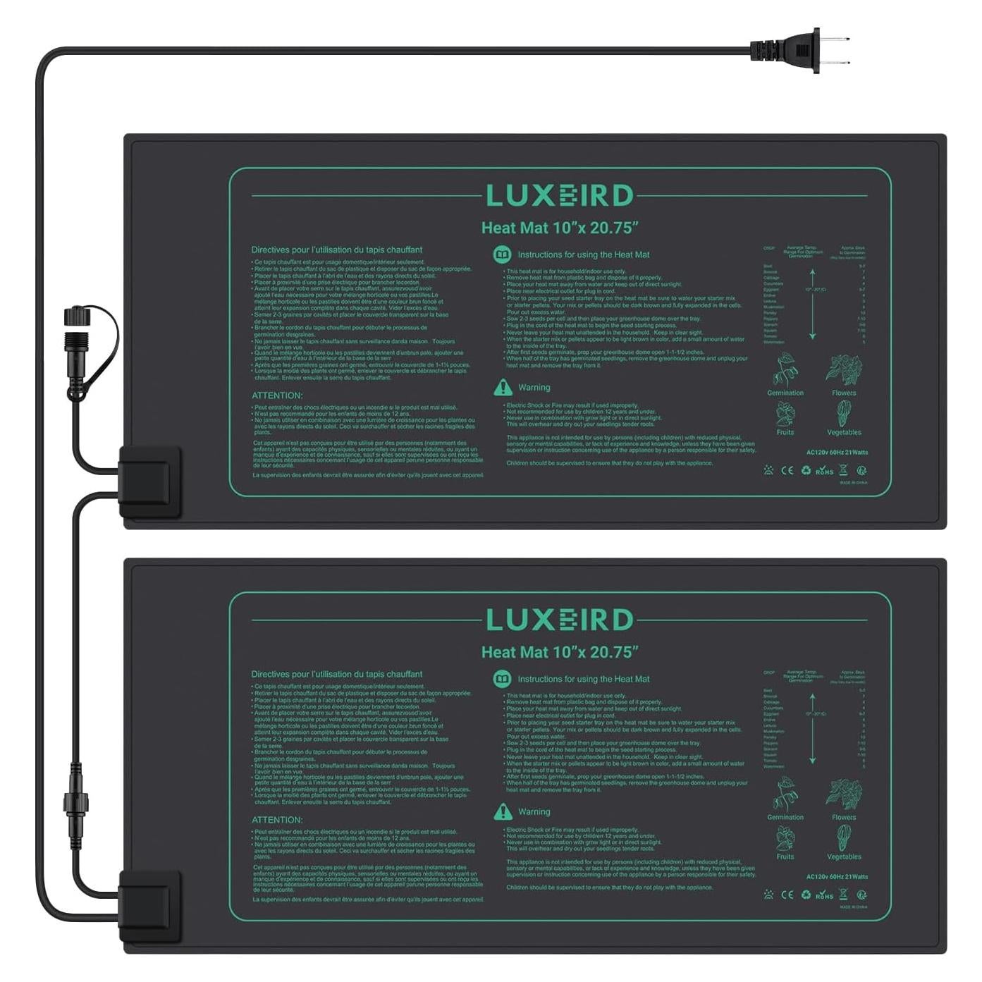 Alfombrillas Térmicas LUXBIRD 2 Paquete 21W para Plantas