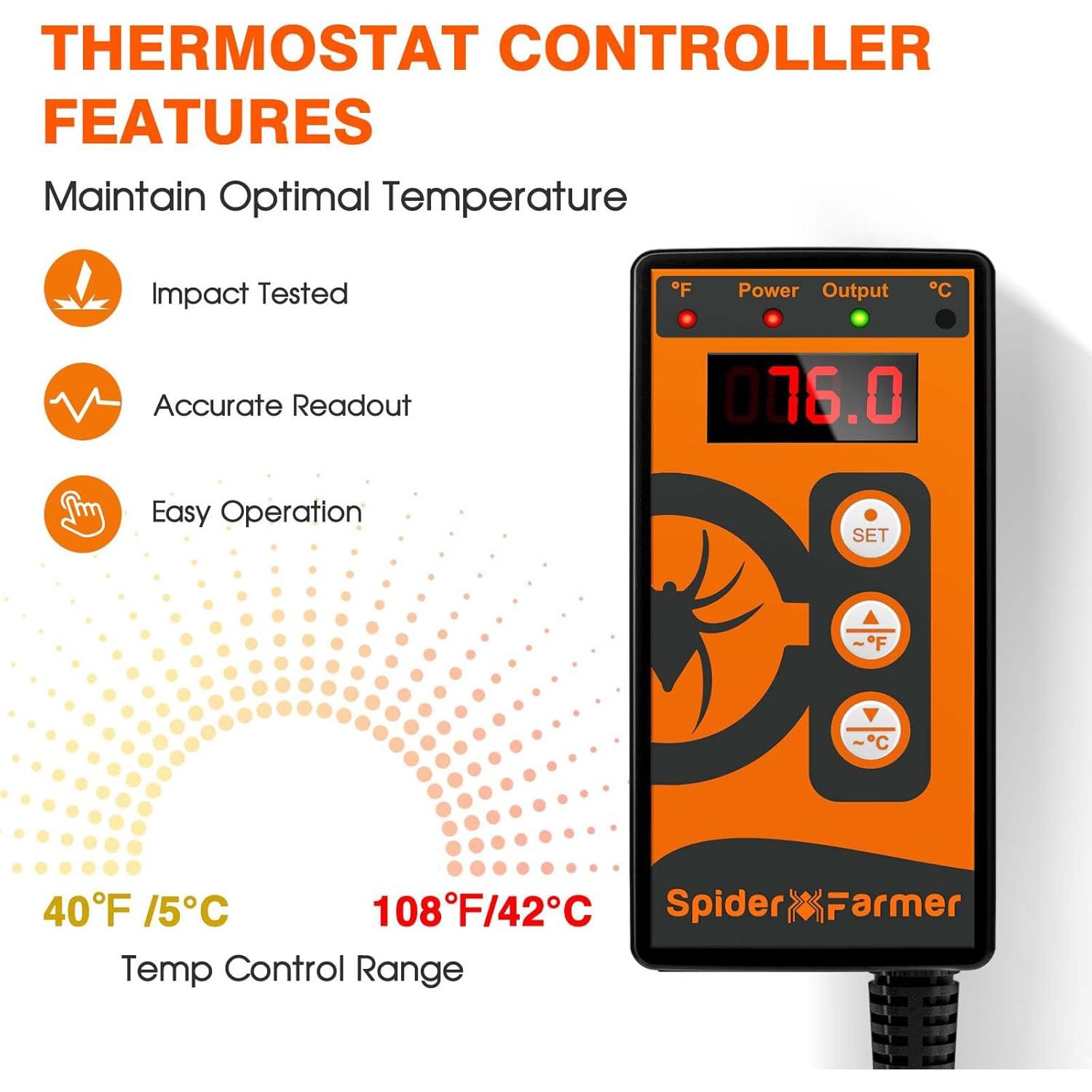 Kit Almohadilla Térmica Spider Farmer 52.7x25.4cm con Termostato