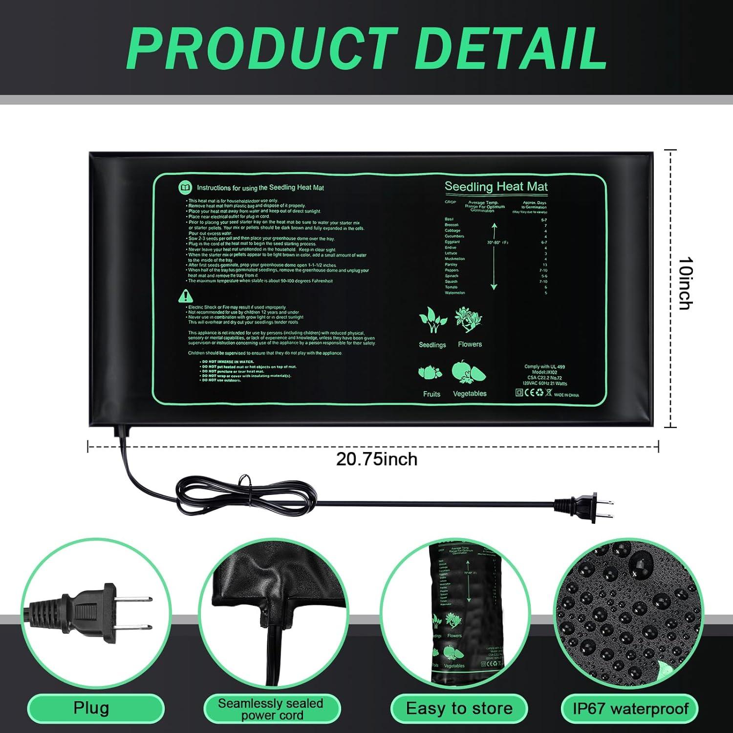Almohadilla Térmica ROCEEI para Plántulas 10 Unidades 25x53 cm
