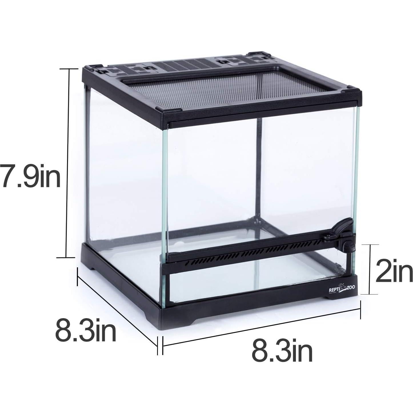 Terrario de Vidrio REPTIZOO 20x20x20cm para Reptiles