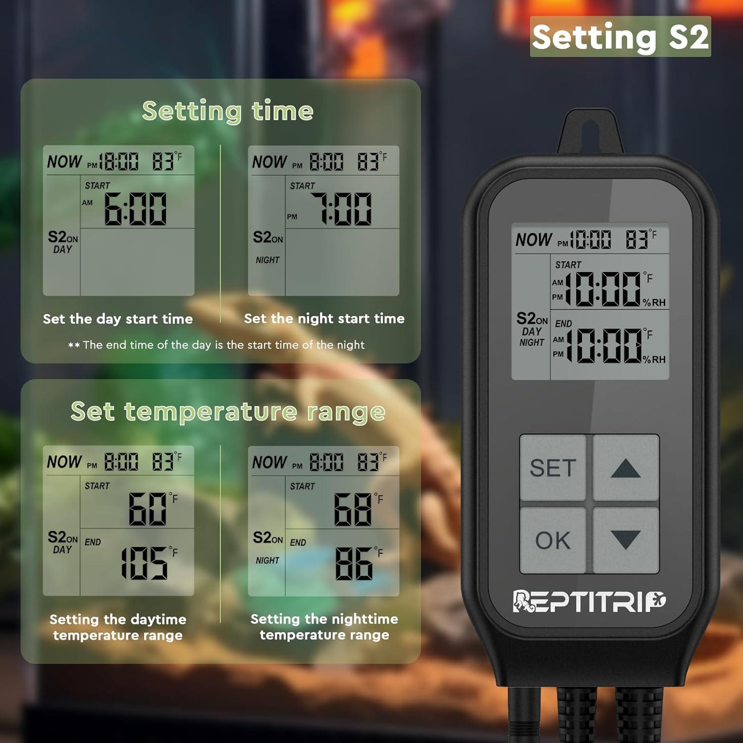 Termostato para Reptiles REPTITRIP SOP24 con Temporizador y Termómetro