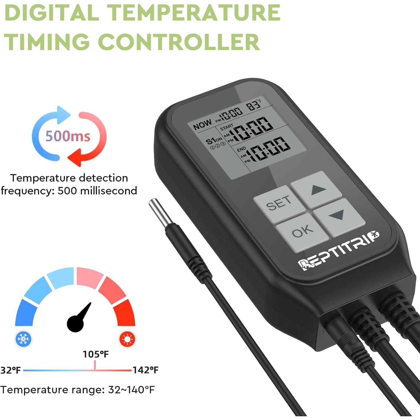 Termostato para Reptiles REPTITRIP SOP24 con Temporizador y Termómetro