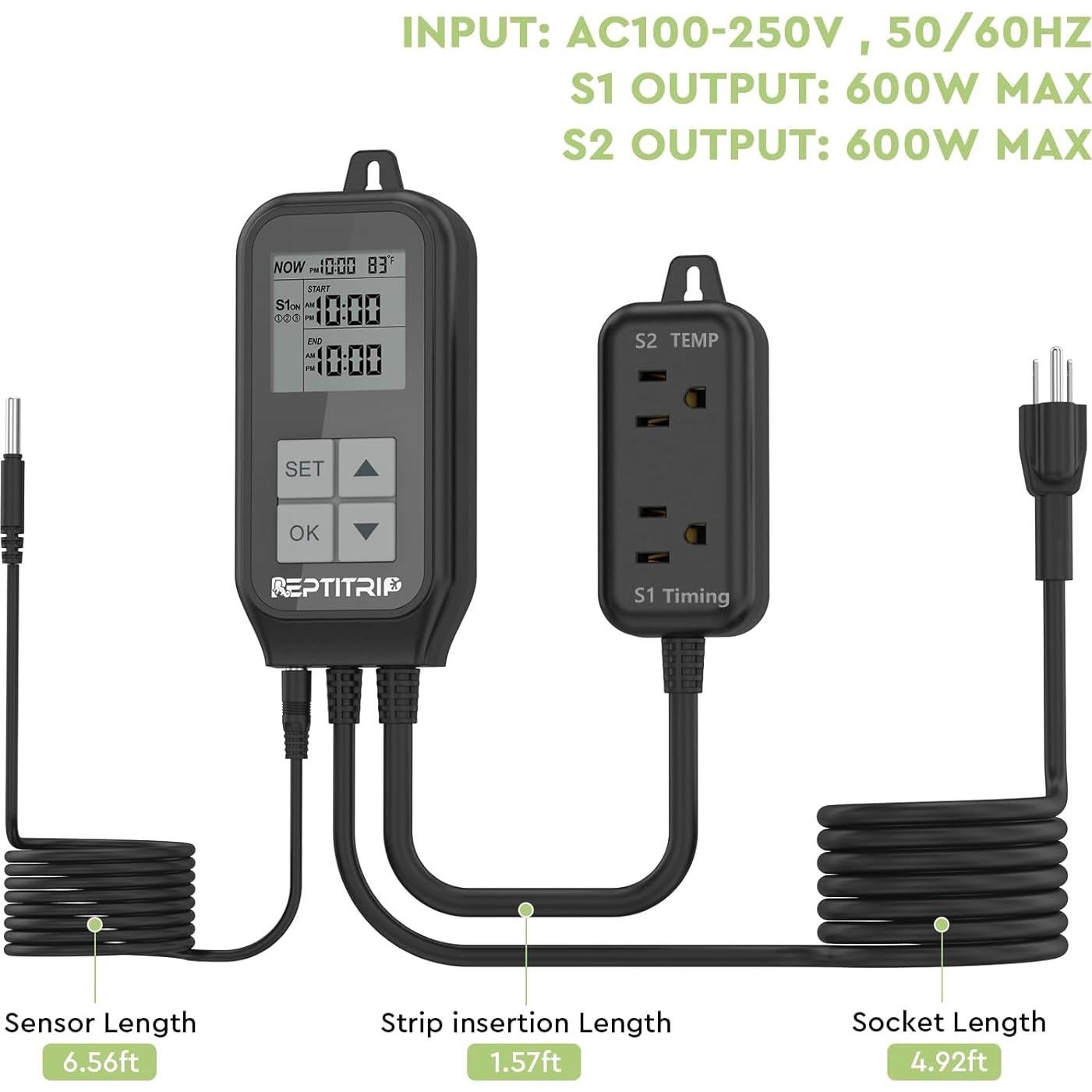 Termostato para Reptiles REPTITRIP SOP24 con Temporizador y Termómetro