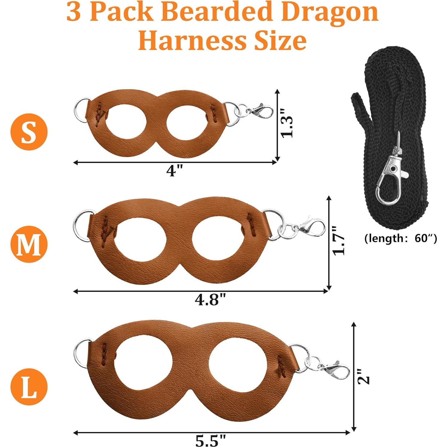 Arnés y Correa Ajustable para Dragón Barbudo Aeloer - Cuero Suave