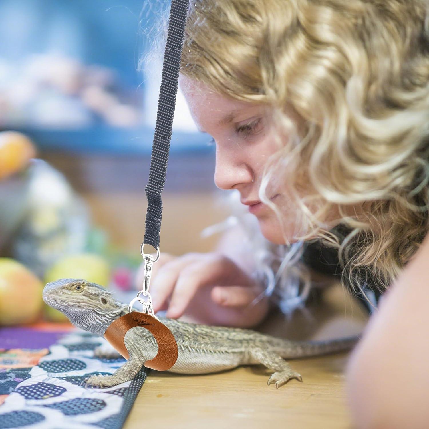 Arnés y Correa Ajustable para Dragón Barbudo Aeloer - Cuero Suave