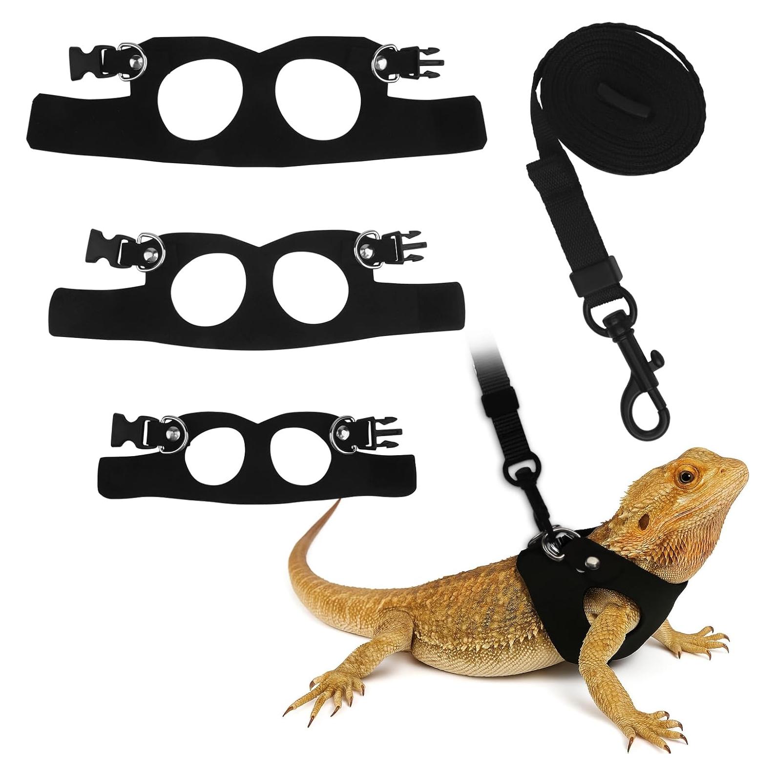 Juego de Correa y Arnés Ajustable ECNHIVE para Reptiles S, M, L