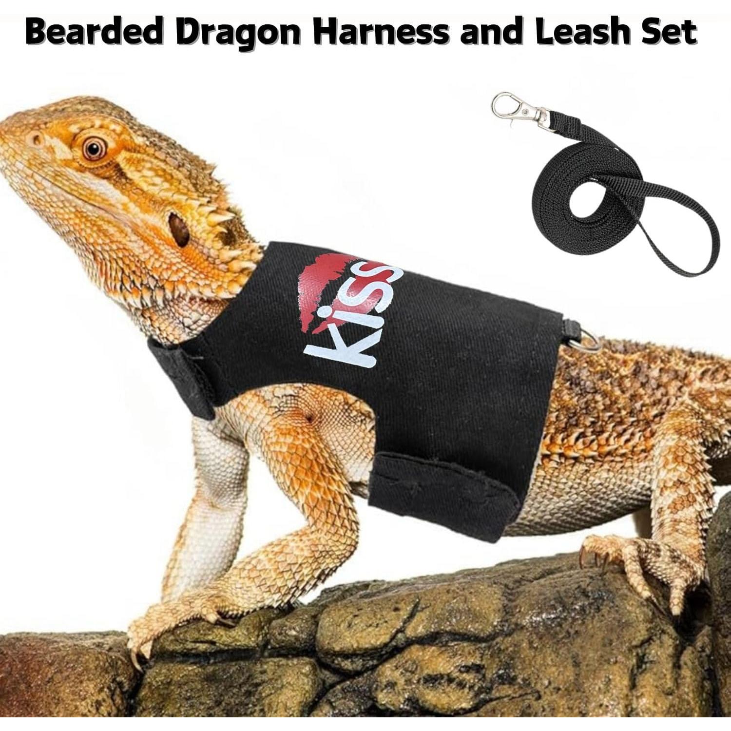 Arnés y Correa Ajustable para Dragón Barbudo SEZDEKI - Negro
